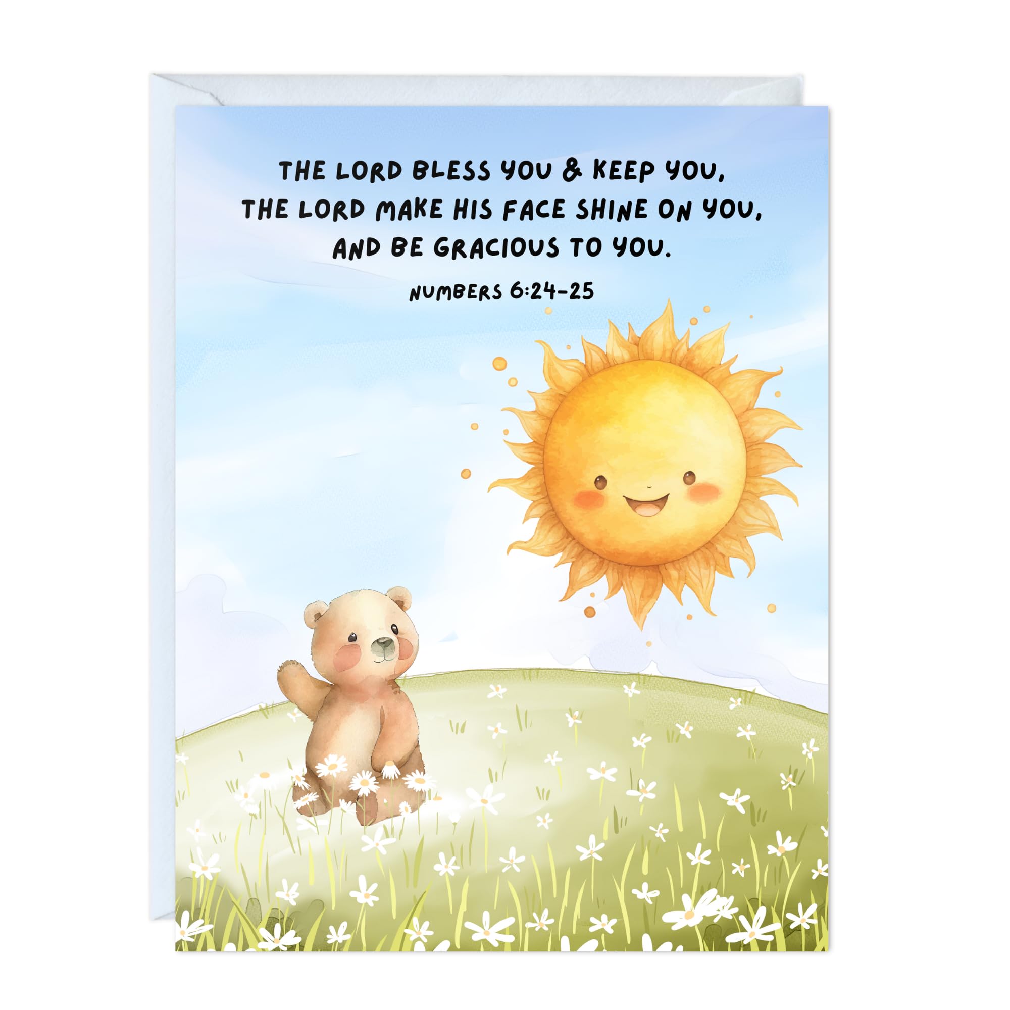 Cute Religious Greeting Card – Baptism, Christian Bible Quote, Christening, First Communion, Confirmation, or Wedding Card | Prayer & Inspirational