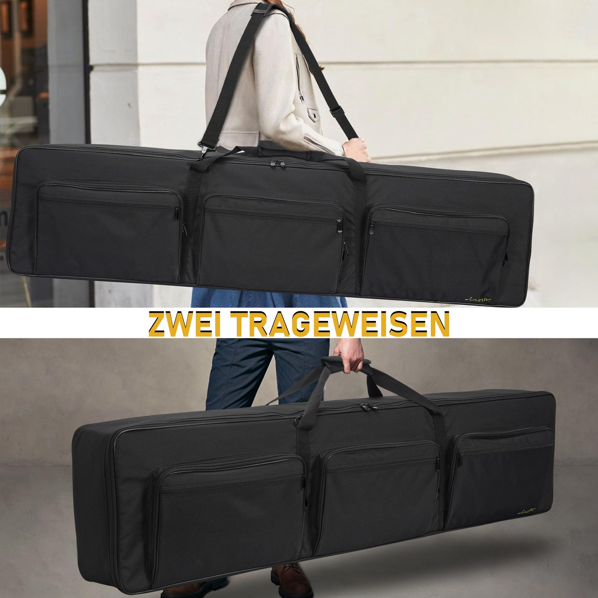 88 Key Keyboard Tasche, Robuste 600D Oxford Keyboardtasche 88 Tasten mit 10 mm Polsterung, Keyboard-Gigbag mit Griffen und Schultergurten für Digitales E-Piano (146x45.7x20.3CM)