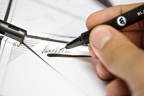 Miniatura 2 de Molotow Blackliner - Bolígrafo con punta de cincel, tinta permanente negra, 1 cada uno (703.210)