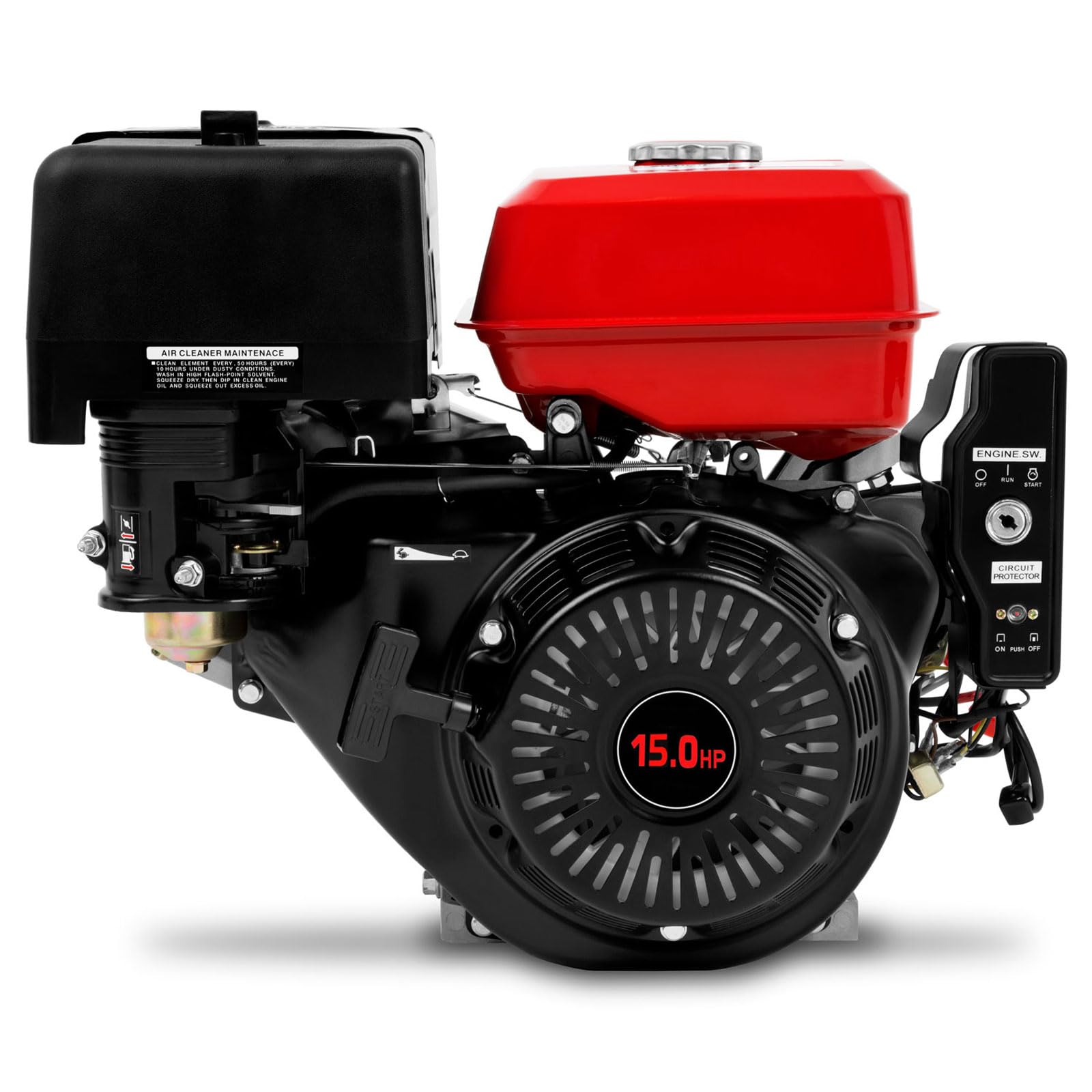 EBERTH Motore a Benzina 15 CV 11,03 kW Motore stazionario Kart Drive Frizione a Bagno d'olio, Albero Ø 22 mm, Motore a 4 Tempi, 1 Cilindro, cilindrata 420 CCM, Avviamento Elettronico