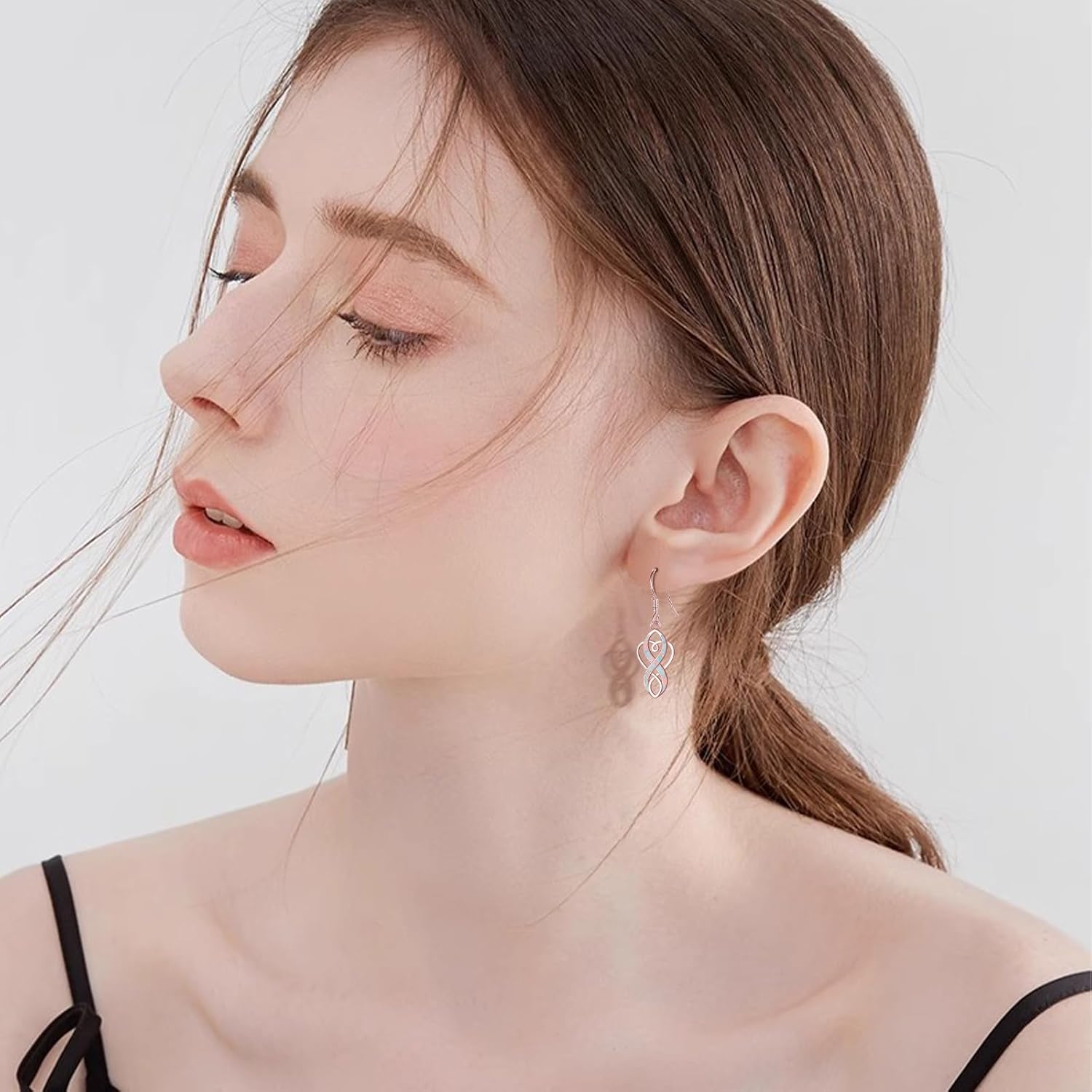 Celtic Knot Earrings 925 Sterling Silver Opal Irish Dangle Earrings Irish Jewelry Birthday Gifts for Women Girlfriend Mom - Image 3