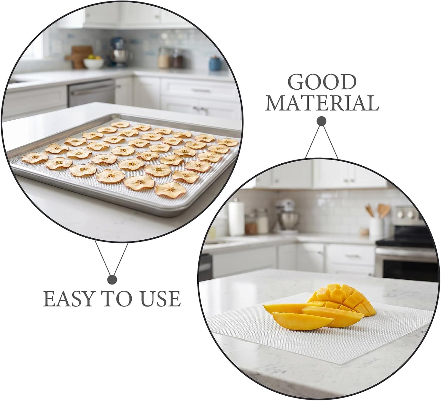 COLLBATH 8pcs Dehydrator Sheets Mesh: Non Stick Fine Mesh Tray Liners - Reusable Silicone Food Dehydrator Mats for Fruit Vegetable Meat 15.75x15.75"