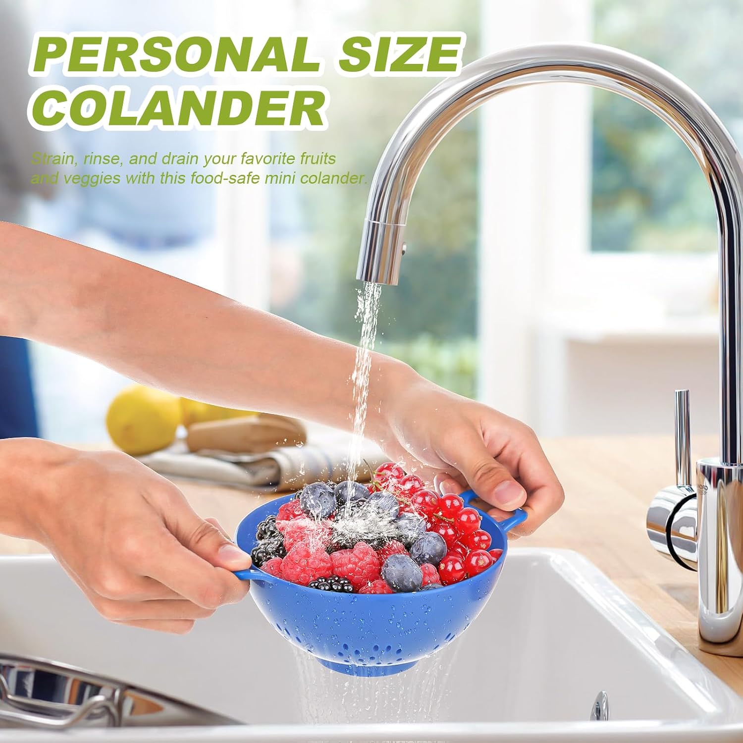 4 Pack Small Colander Bowls, Berry Fruit Washing Mini Strainer