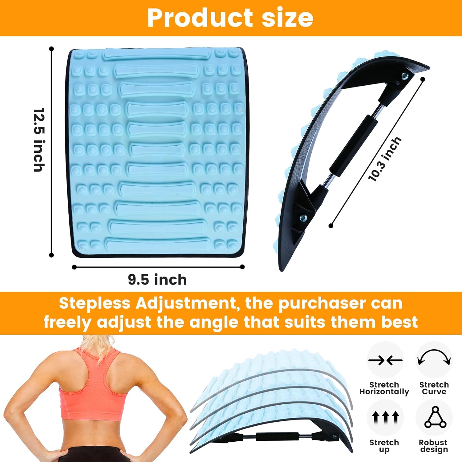 Back Stretcher for Lower Back Pain Relief, Stepless Adjustment & Reinforced Metal Support, Spine Decompressor and Posture Corrector for Herniated Disc, Sciatica, Scoliosis - Back Cracker