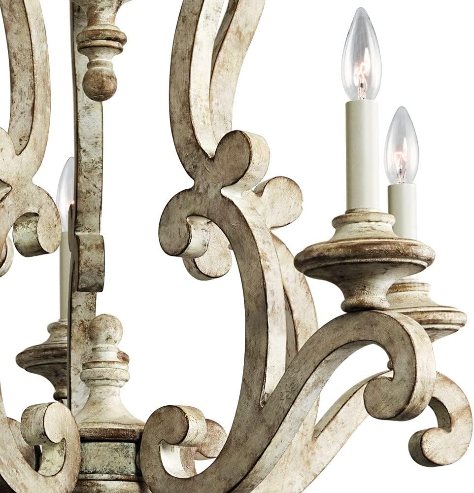 Kichler Hayman Bay 29.75" 5 Light Chandelier in Distressed Antique White