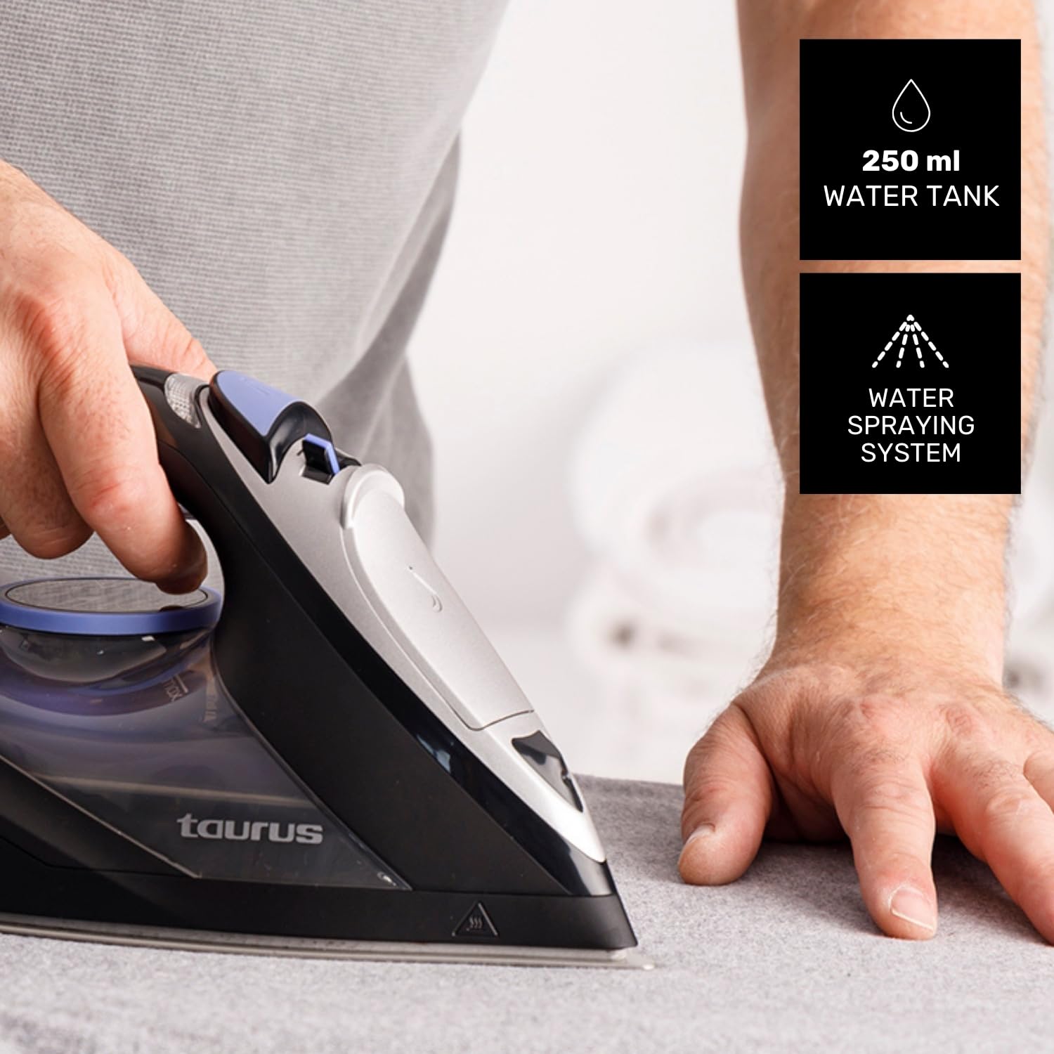 Taurus Amazing - Plancha de Vapor 3000W, Golpe Vapor 200g, Suela Anodizada