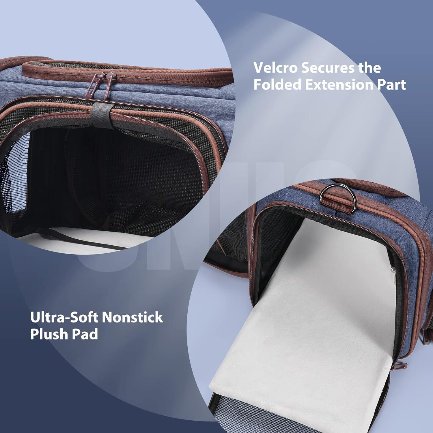 Expandable Cat Carrier, Pet Carrier Airline Approved 2 Sides with Removable Fleece Pad, Large TSA for Cats Dogs and Small Animals - Blue