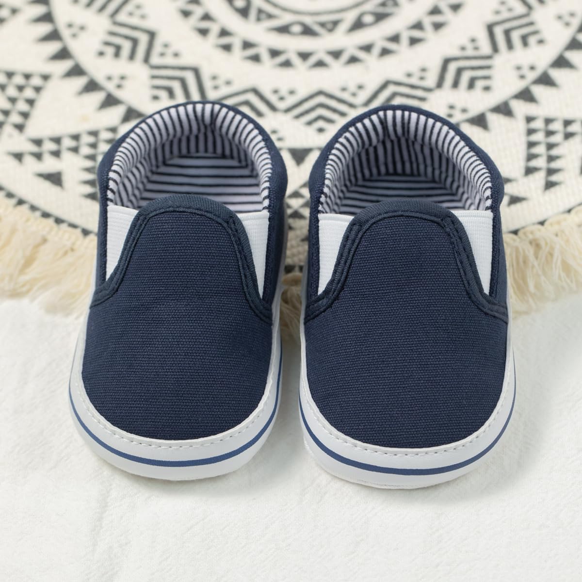 Meckior Infant Baby Girls Boys Canvas Shoes Soft Sole Toddler Slip On Newborn Crib Moccasins Casual Sneaker Austin Boy's Flat Lazy Loafers First Walkers Skate Shoe