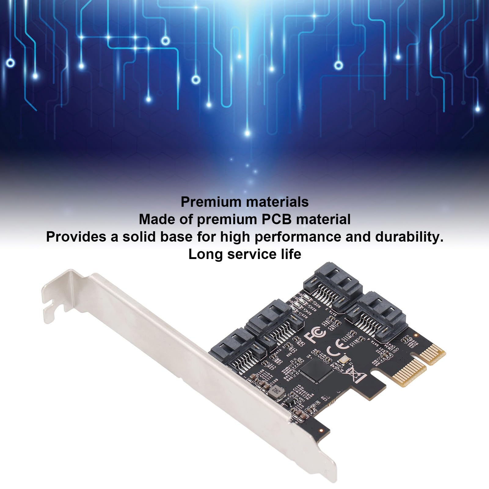 Carte D'extension PCI-E SATA 4 Ports PCI-E X1 vers SATA 3.0, Carte Contrôleur 6Gbps, Adaptateur PCI Express SATA3 Haute Vitesse pour Ordinateur de Bureau