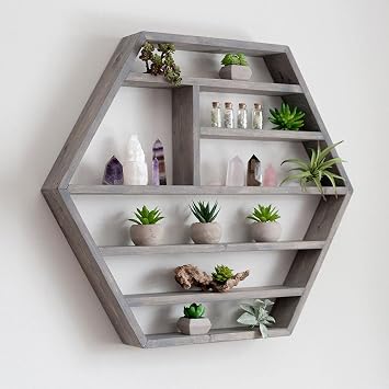 The Better Home Seven Compartment Wall Hanging Shelf Rhombus|Wall Shelves for Living Room|Wall Mounted Shelf| Decor Items for Living Room |Room Decor Aesthetic| Wooden Pinewood