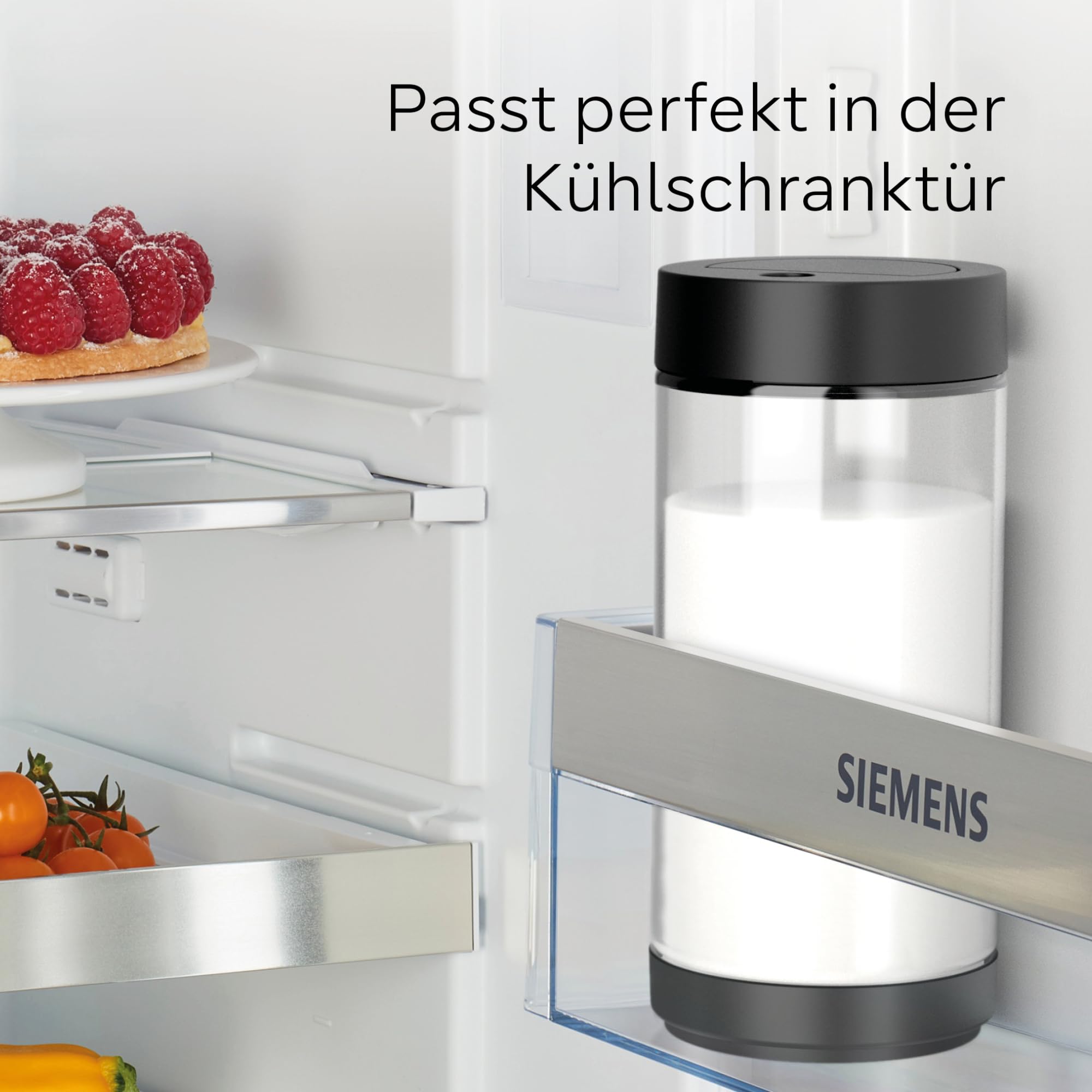 Siemens Milchbehälter aus Glas, TZ80008, spülmaschinengeeignet, 0,7 Liter passend für Kaffeevollautomaten EQ6 plus, EQ500 classic, EQ700 classic