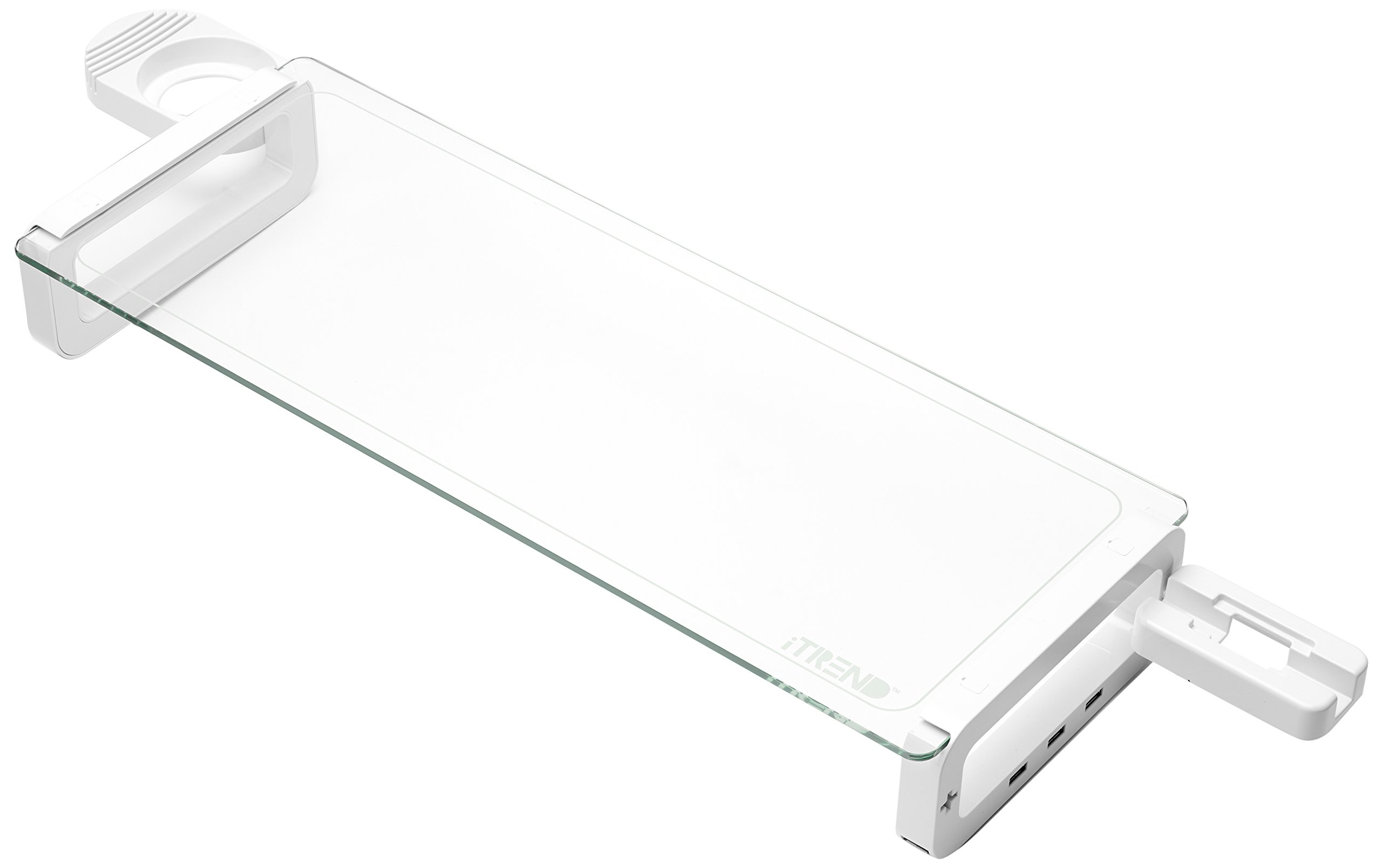 iTrend DS-3284 Monitor Stand with 3 Build-in Super Speed USB 3.0 Hubs and Cup with Smart Phone Holder - White