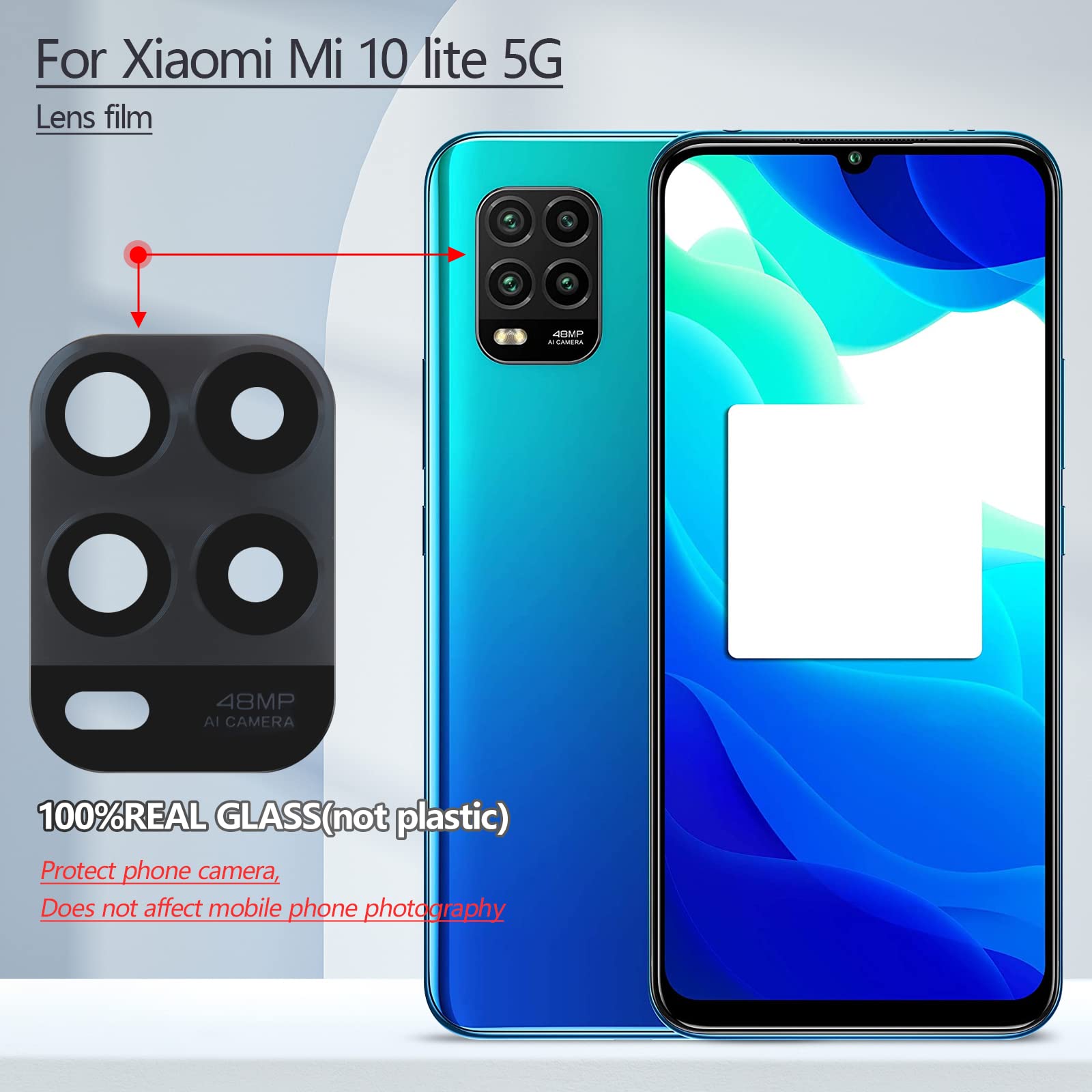 Verre De Caméra Arrière Pour Xiaomi Mi 10 Lite 5G - Lentille De Rechange - Neuf