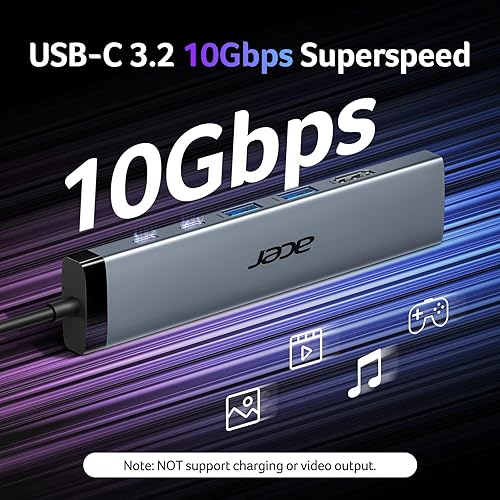 Miniatura 4 de Acer 8 en 1 Hub USB C 10Gbps, Adaptador USBC a HDMI 4K@60Hz, 2×USB-C 3.2, 2×USB A 3.0 Transferencia de Datos, Puerto PD de 100W Tipo C Divisor