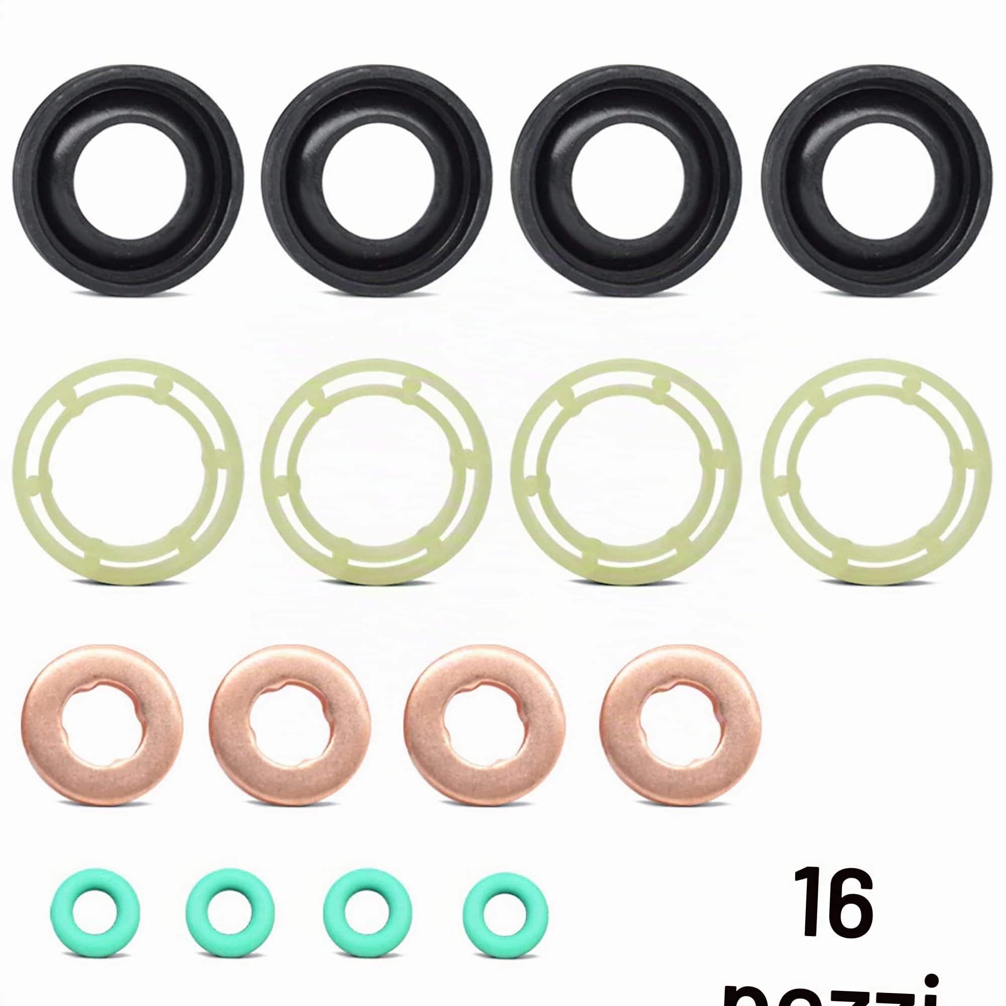 Kit di guarnizioni per ugelli per iniettori di carburante, guarnizione per iniettori di carburante, rondella, set di anelli e viti per iniettori (con borchie per iniettori)