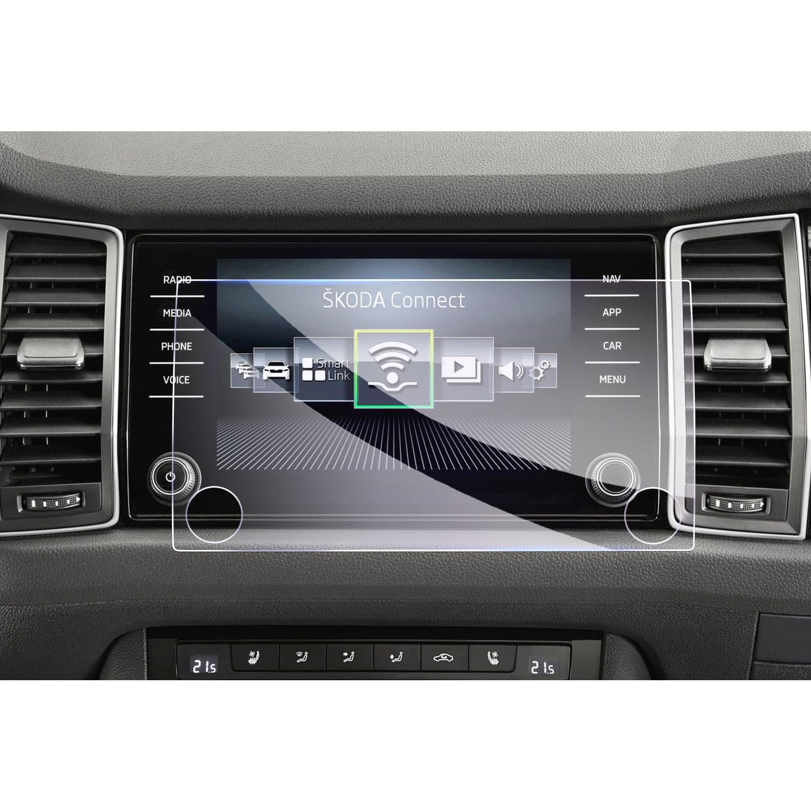 GAFAT Folia ochronna do nawigacji Skoda Kodiaq Karoq 2017-2023, 8 cali, szkło hartowane, folia ochronna na wyświetlacz do Kodiaq 8 cali Infotainment System, odporna na uderzenia, 9H odporna na