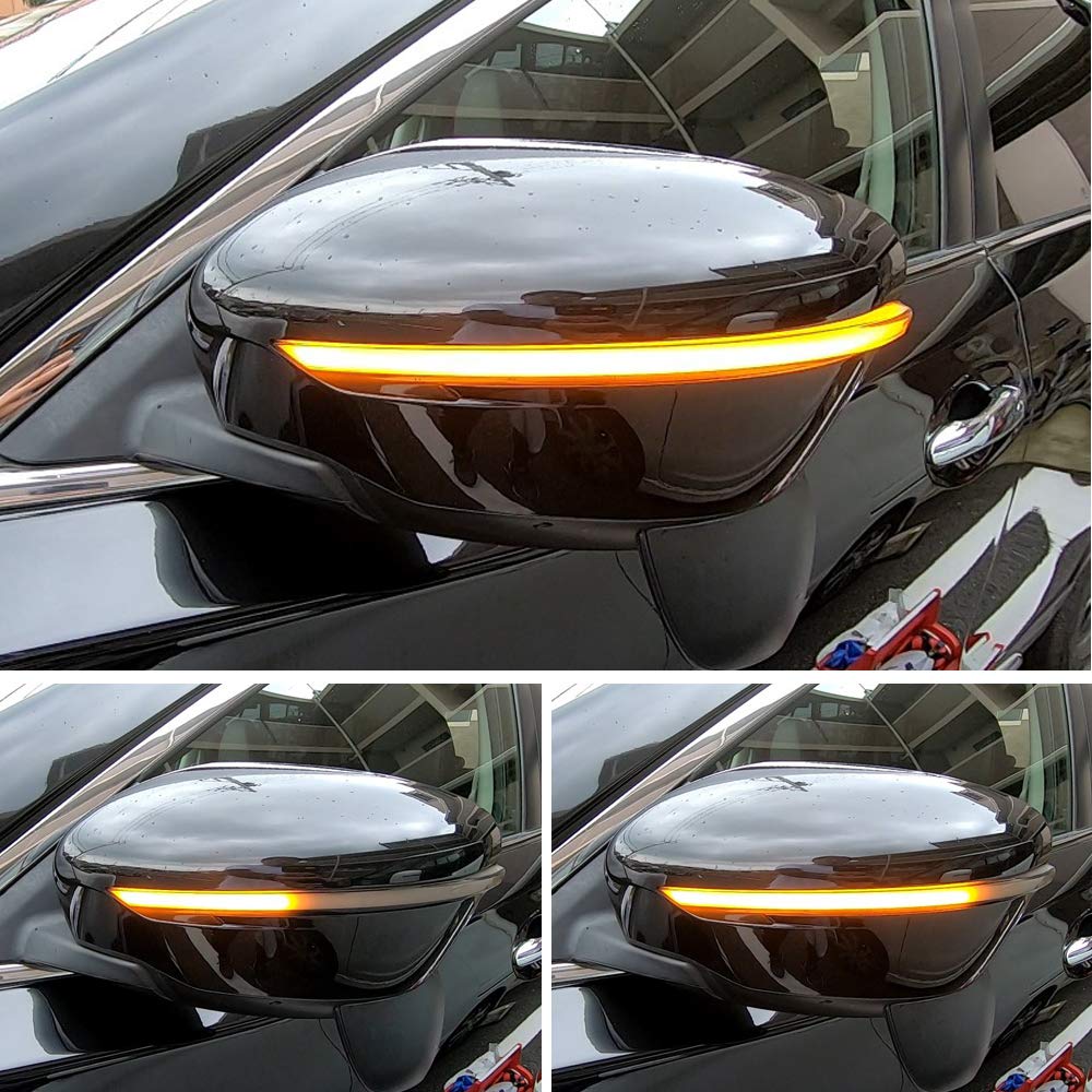 Indicatori di direzione dinamici a LED nello specchietto retrovisore per N-issan Qashqai J11 X-Trail T32 Rogue Murano Z52 Pathfinder R52 Terra6 (Nero)