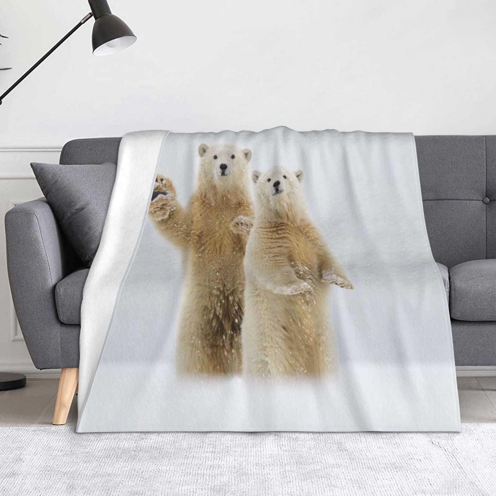 Couverture ours polaire contre le froid plaid microfibre doux lit