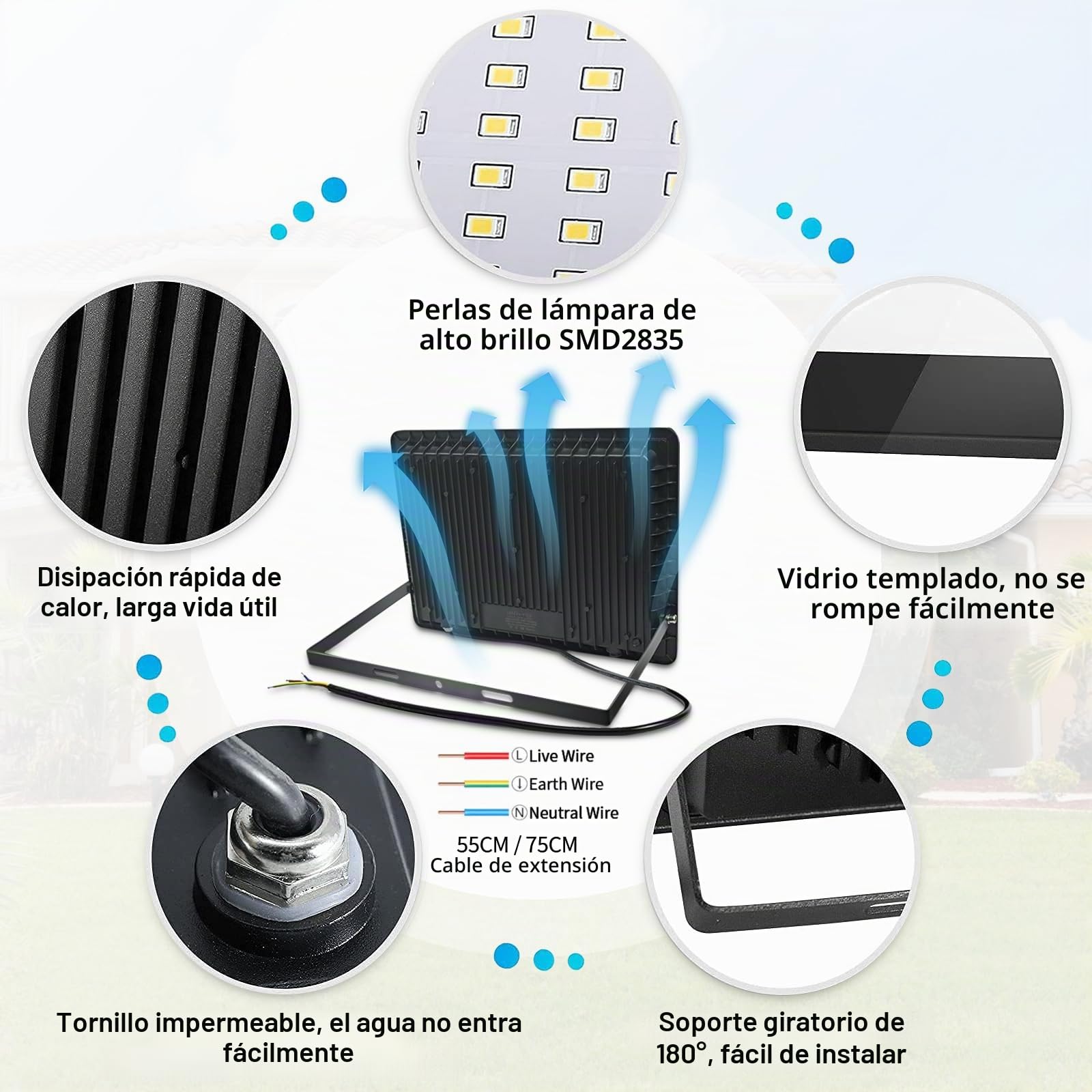 Foco LED Exterior 600W, 60000LM Super Brillante, 6000K Blanco Frío | Foco Proyector LED, IP66 Impermeable, IluminacióN De Exterior, Floodlight Para Patio Jardín, Garaje, Terraza, Campo,Fábrica