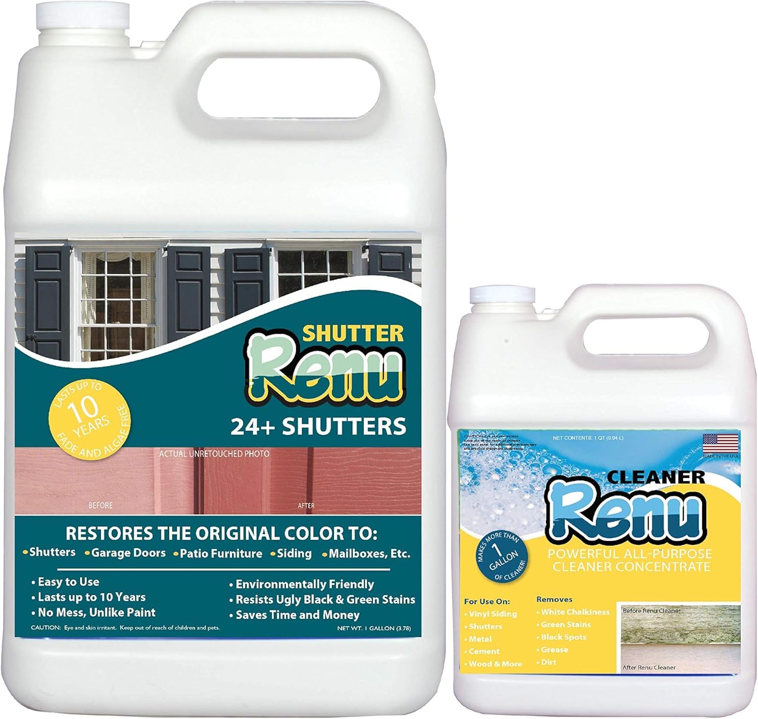 Premium Restorer-Restores Original Color & Rejuvenates Faded Shutters, Patio Furniture, Doors & More | Eco-Friendly |Lasts 10 Yrs.| Includes Powerful Cleaner | Gallon Kit