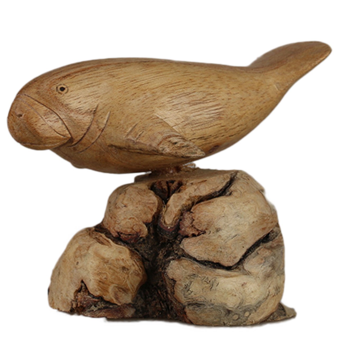 ART-CRAFT Holz-Seekuh Schnitzerei aus Pinien Holz auf Einer 