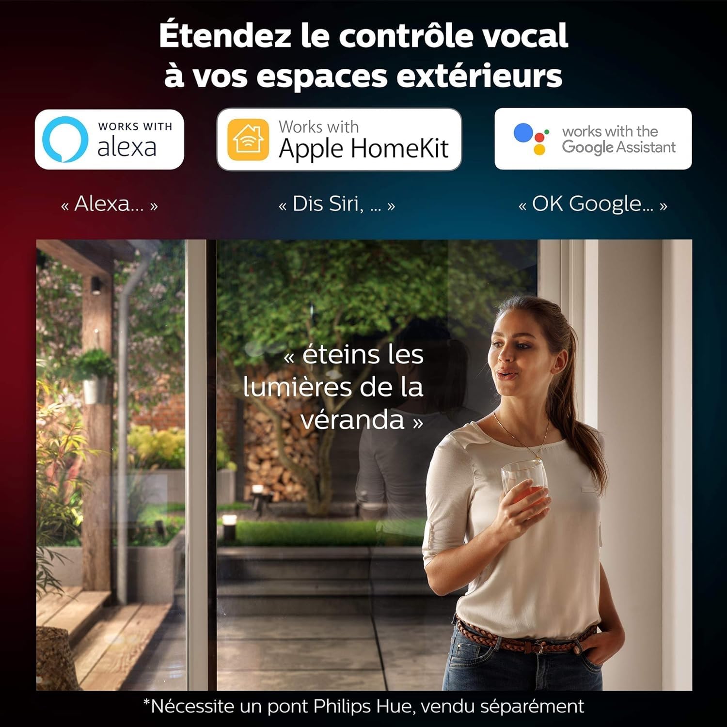 Philips Hue White and Color Ambiance Appear Applique murale LED d’extérieur connectée, Luminaire Philips compatible avec Alexa, Google Assistant et Apple HomeKit, noir