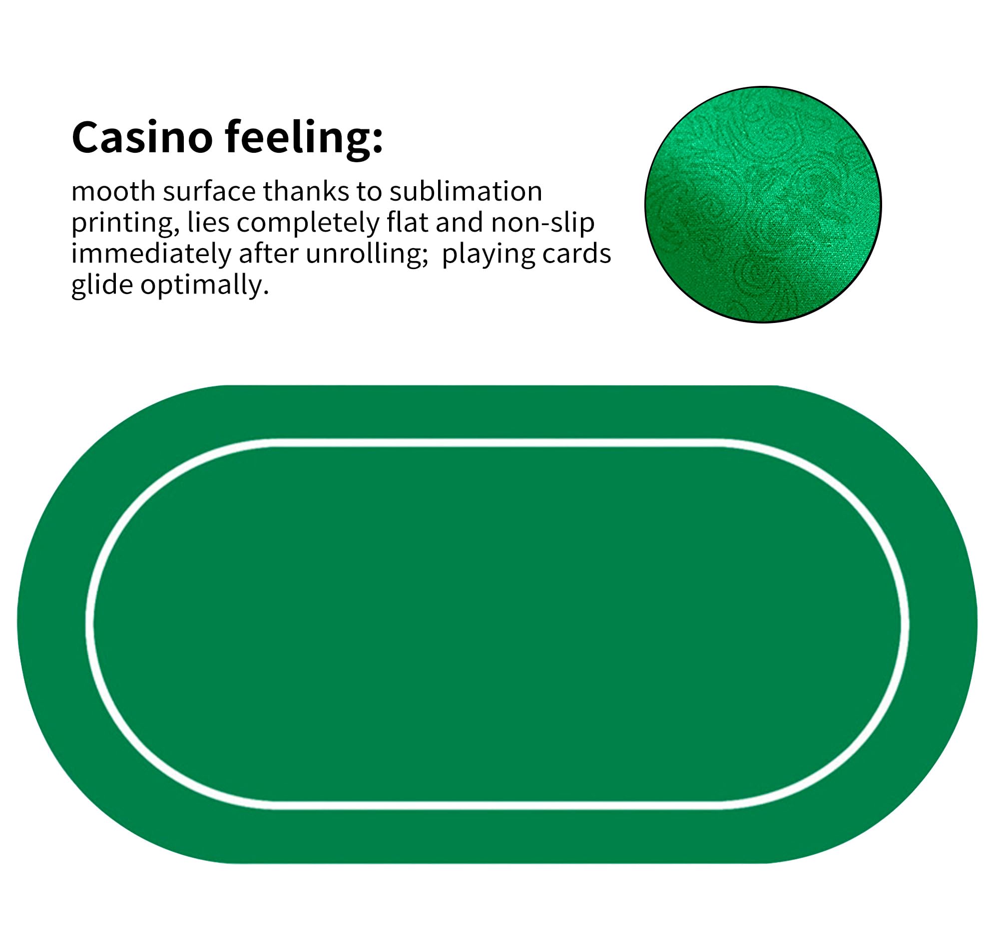 LaiEr Tapete de Póquer multijugador Tapete de Goma de Texas póquer tapete de póquer Plegable Almohadilla de Mesa de póquer portátil póquer Juego de póquer Blackjack (180*90*0.2cm,Green)