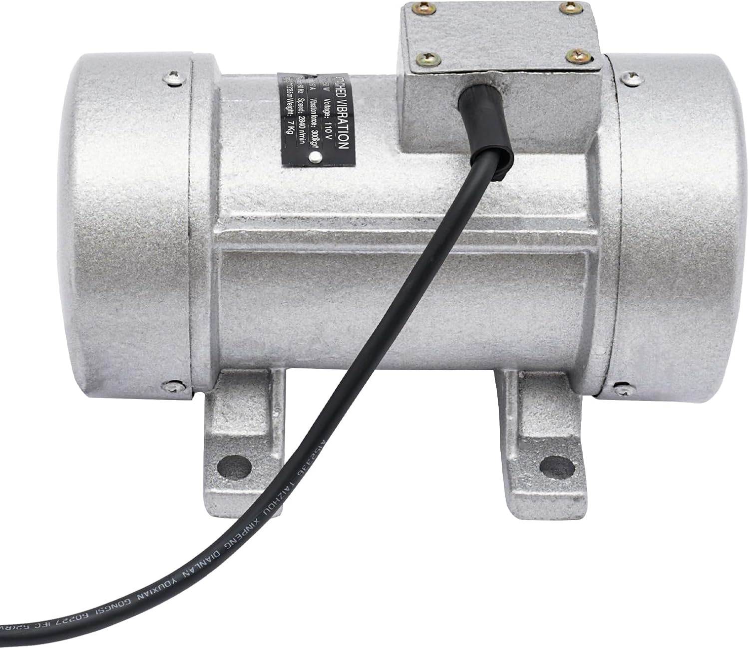 280W Heavy-Duty Concrete Industrial Vibrator Motor, 3500 RPM 150kgf Force w/ 5ft Cable, 110V for Vibration Tables, Concrete Shaker Compaction, Mining