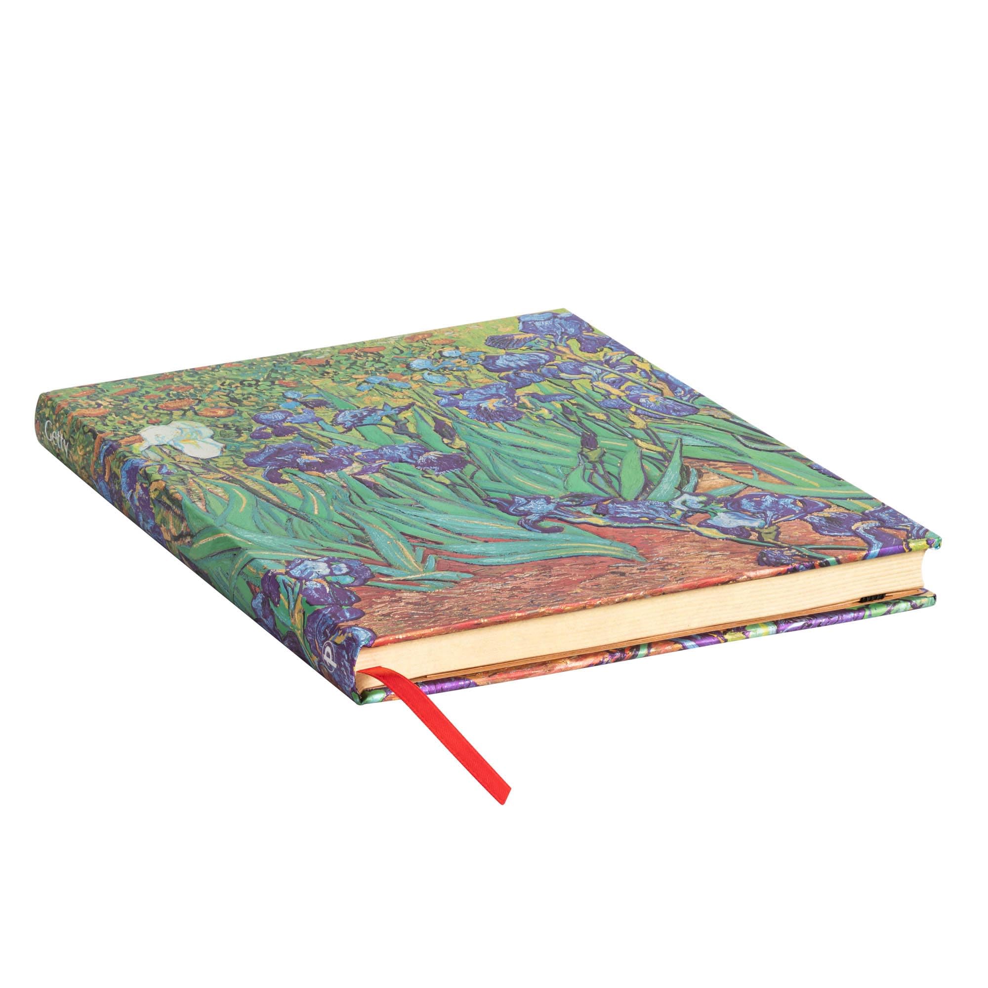 Van Gogh’s Irises Ultra Unlined Hardcover Journal: Hardcover, 120 gsm, ribbon marker, memento pouch, elastic closure, book edge printing