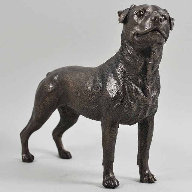 Fiesta Studios Rottweiler Dog Sculpture Cold Cast Bronze Statue Ornament Figurine Home Decor Pets Gift Idea H15cm