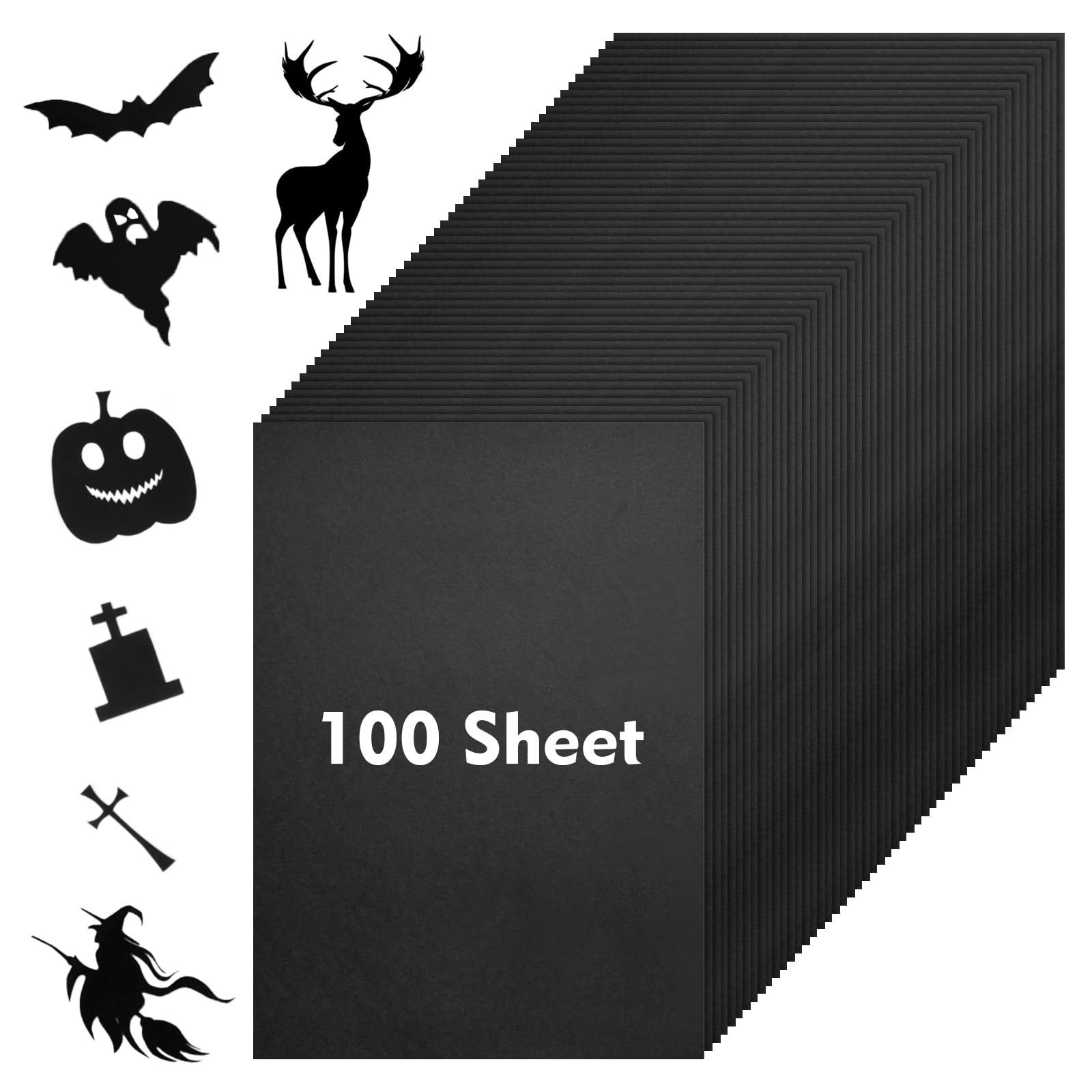 100 Sheets Black Cardstock Paper, 8.5 x 11inch Crafts Card Stocks for Art Class Print Invitation Making Scrapbooking Certificates, Crafts, DIY Cards