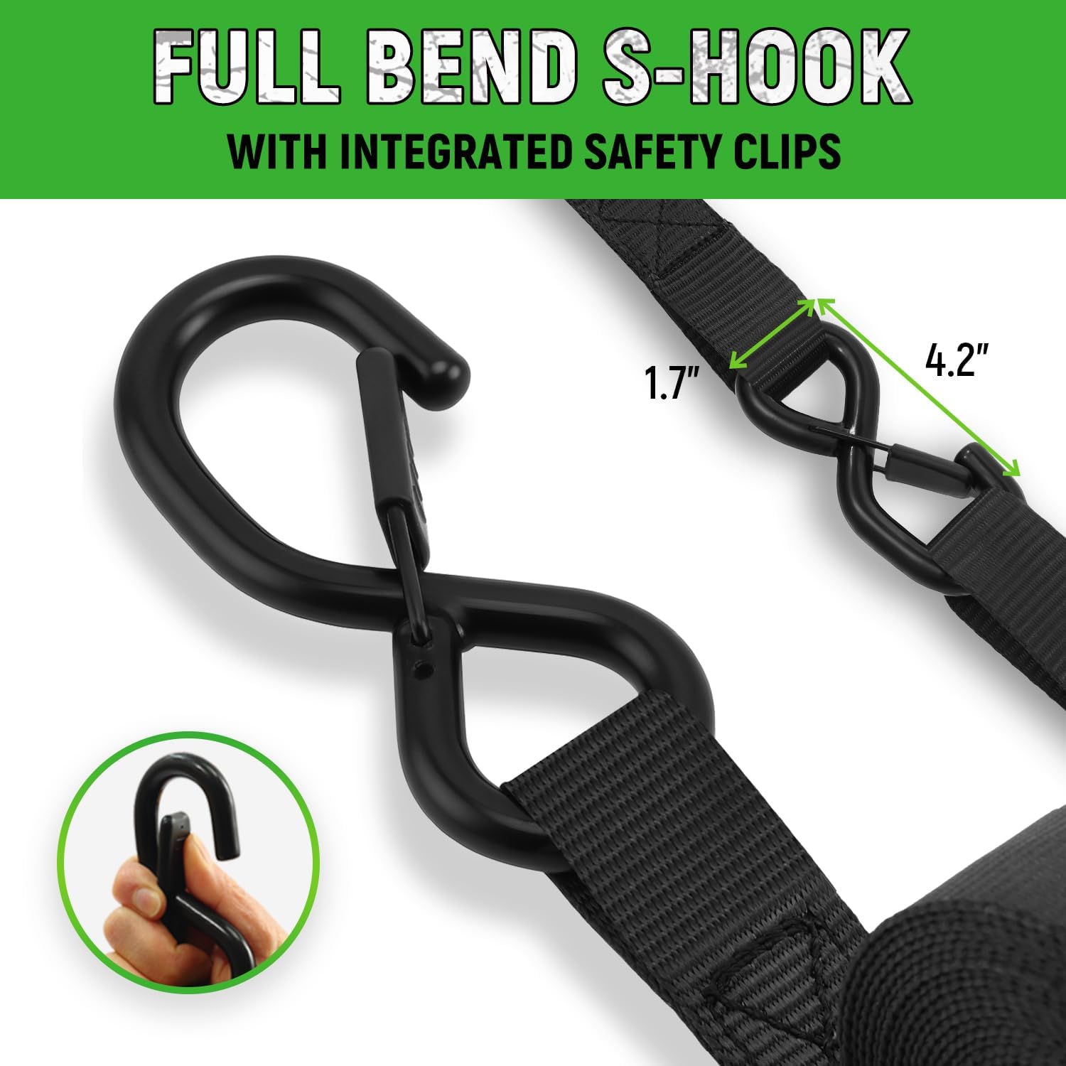 Heavy Duty Ratchet Straps (4 Pack) - Motorcycle Straps Tie Downs 5,208lb Break Strength - 1.5 in x 15ft Ratchet Tie Down Straps,15" Soft Loop Tie Down Straps for Truck, Cargos - Image 3