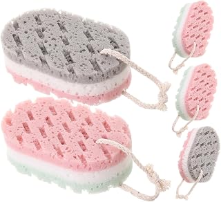 PRETYZOOM 5pcs Bath Scrubber Sponge for Deep Cleansing and Removing Dirt and Oil Soft Sponge with Cotton Rope for Gentle Exfoliating for Daily Bathing Use