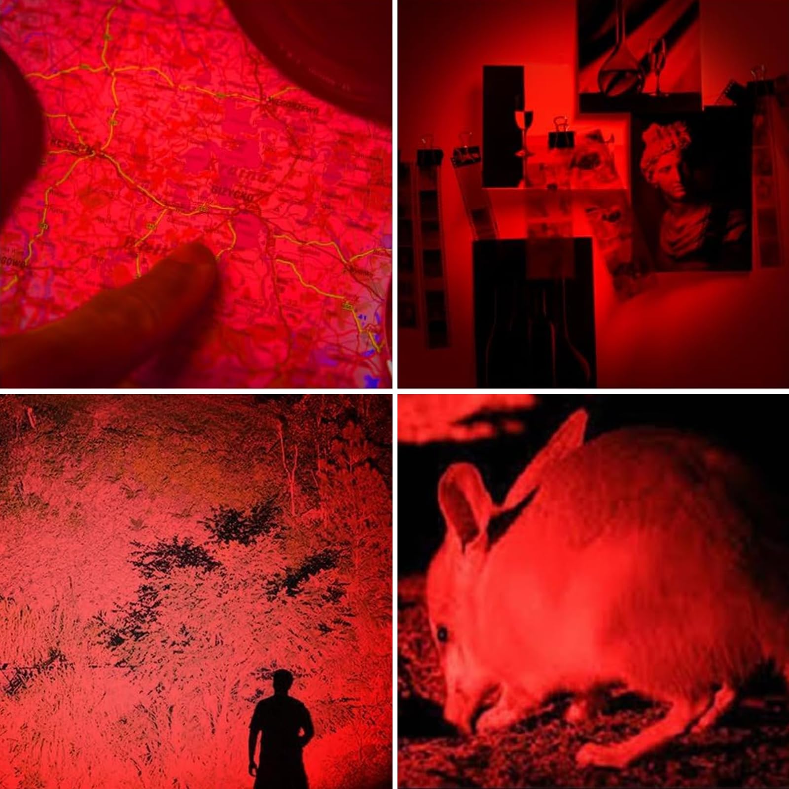 Torcia a LED Rossa Impermeabile Zoomabile 3 Modalità per Caccia Notturna
