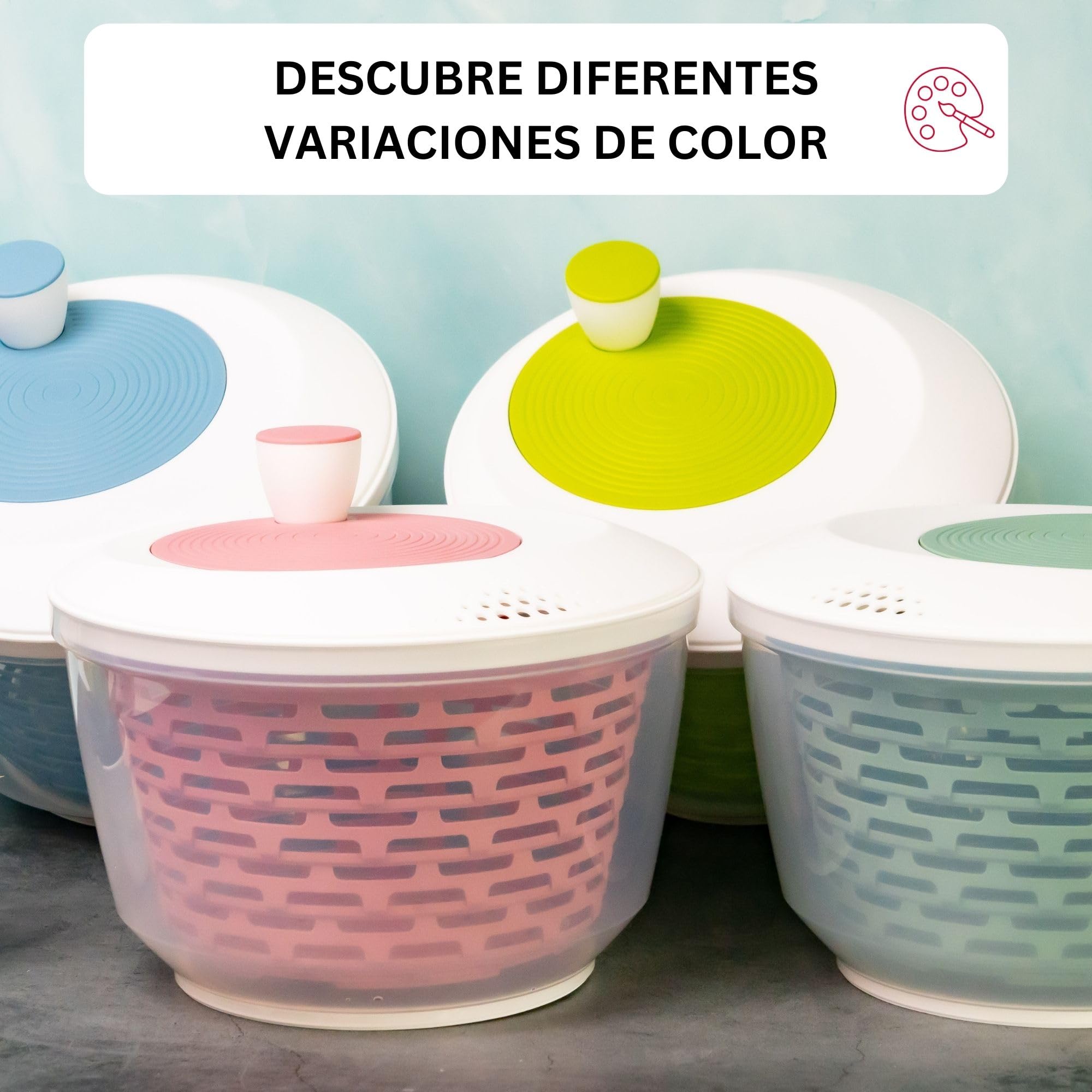Centrifugadora de ensalada Westmark: ideal para lavar, centrifugar y servir ensaladas, ensaladera compacta con tapa y pico vertedor, antideslizante, 4,4 l – plástico, sin BPA