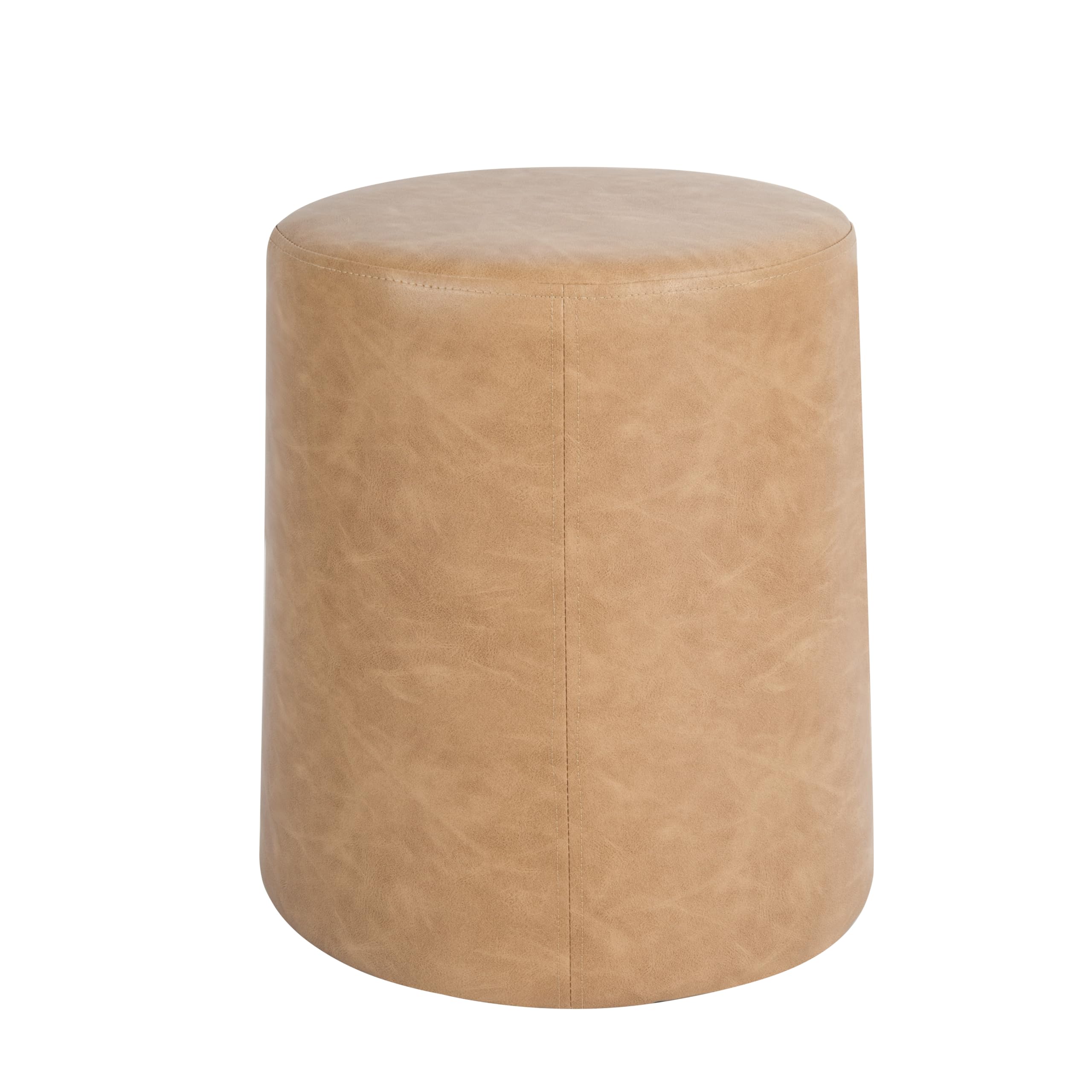 Spatial Order Faux Leather Organic ShapeOttoman (No Lid, Seat Only) | HomePop Home Décor | Round Pouf Foot Rest – Sand Faux Leather