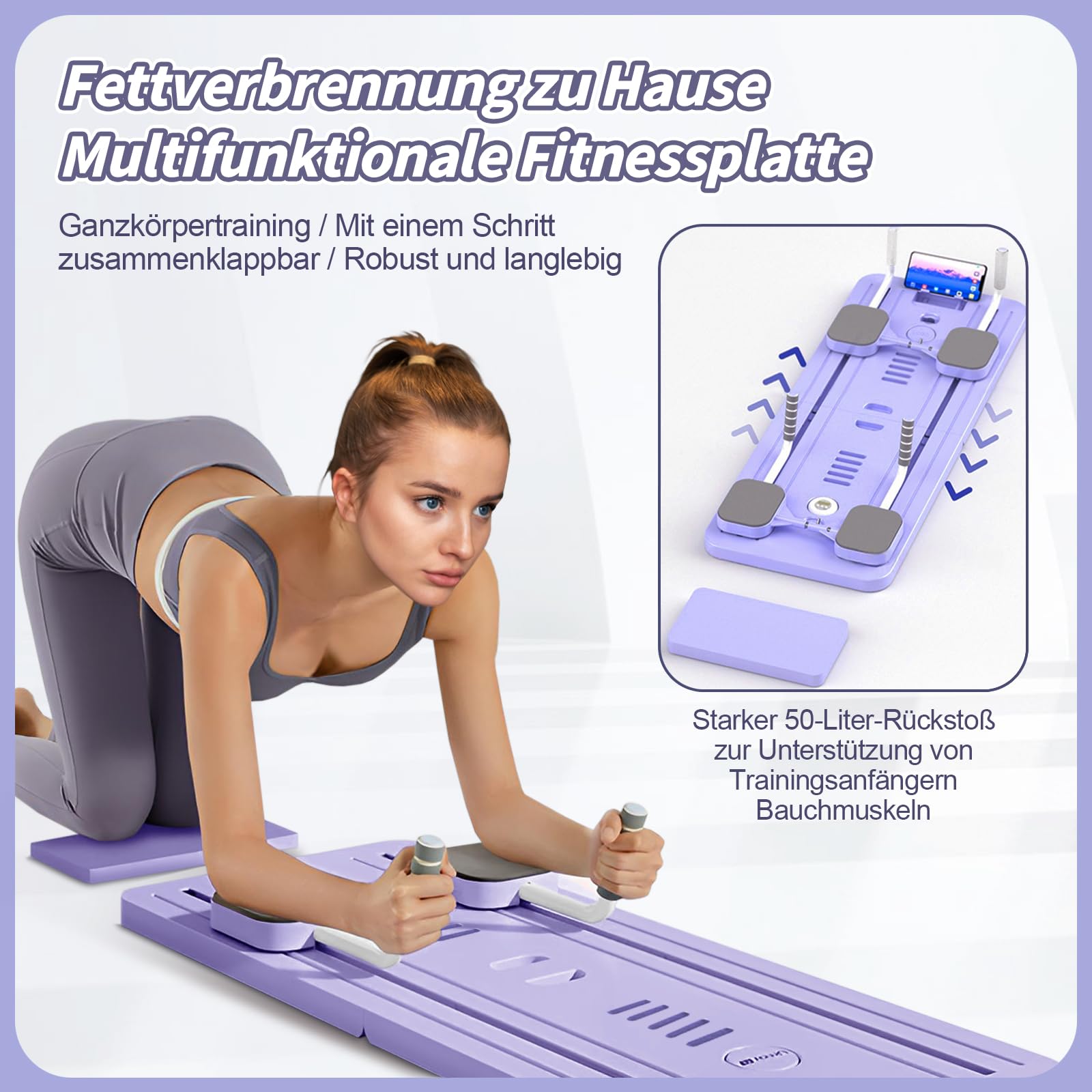 Planche Pilates, appareil de fitness pour la maison, planche réformatrice multifonctionnelle pliable, entraînement complet du corps, entraîneur automatique des abdominaux avec bande de résistance