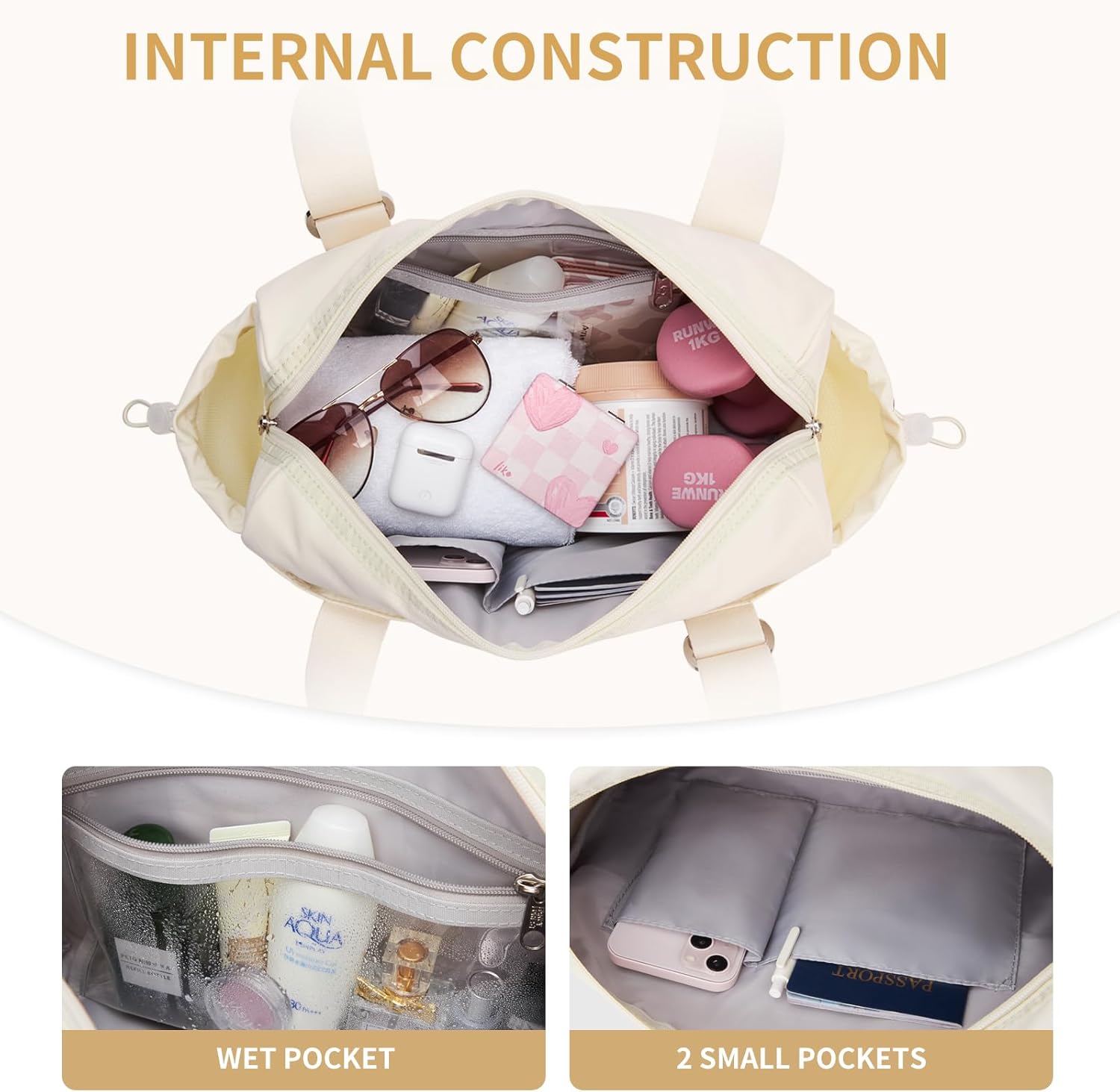 WLLWOO Small Gym Bag Wet Pocket Women Mini Tote Yoga Duffle Bag Lightweight Workout Bag for Dance Weekends Sports - Image 5