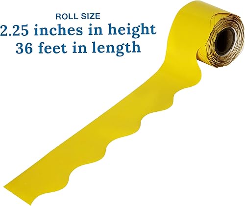 Miniatura 3 de Carson Dellosa - Bordes de tablón de anuncios amarillo festoneado de 36 pies, bordes de aula para tablón de anuncios, pizarra blanca, tablero de