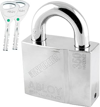 ENFORCER ABLOY 350-25 Heavy-Duty Padlock - 9/16 (14mm) Thick Shackle (Oversized), 1 Short Clearance, 2.27 Hardened Steel Body - Disc Detainer Anti-Cut Lock for Rail, Trailers, Containers