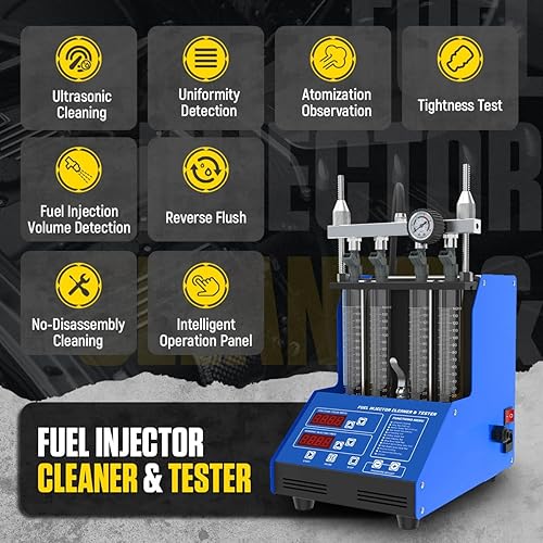 Miniatura 2 de CMTOOL Máquina limpiadora de inyector de combustible, kit de limpieza ultrasónica, 9 modos de prueba, limpiador y probador de inyector de