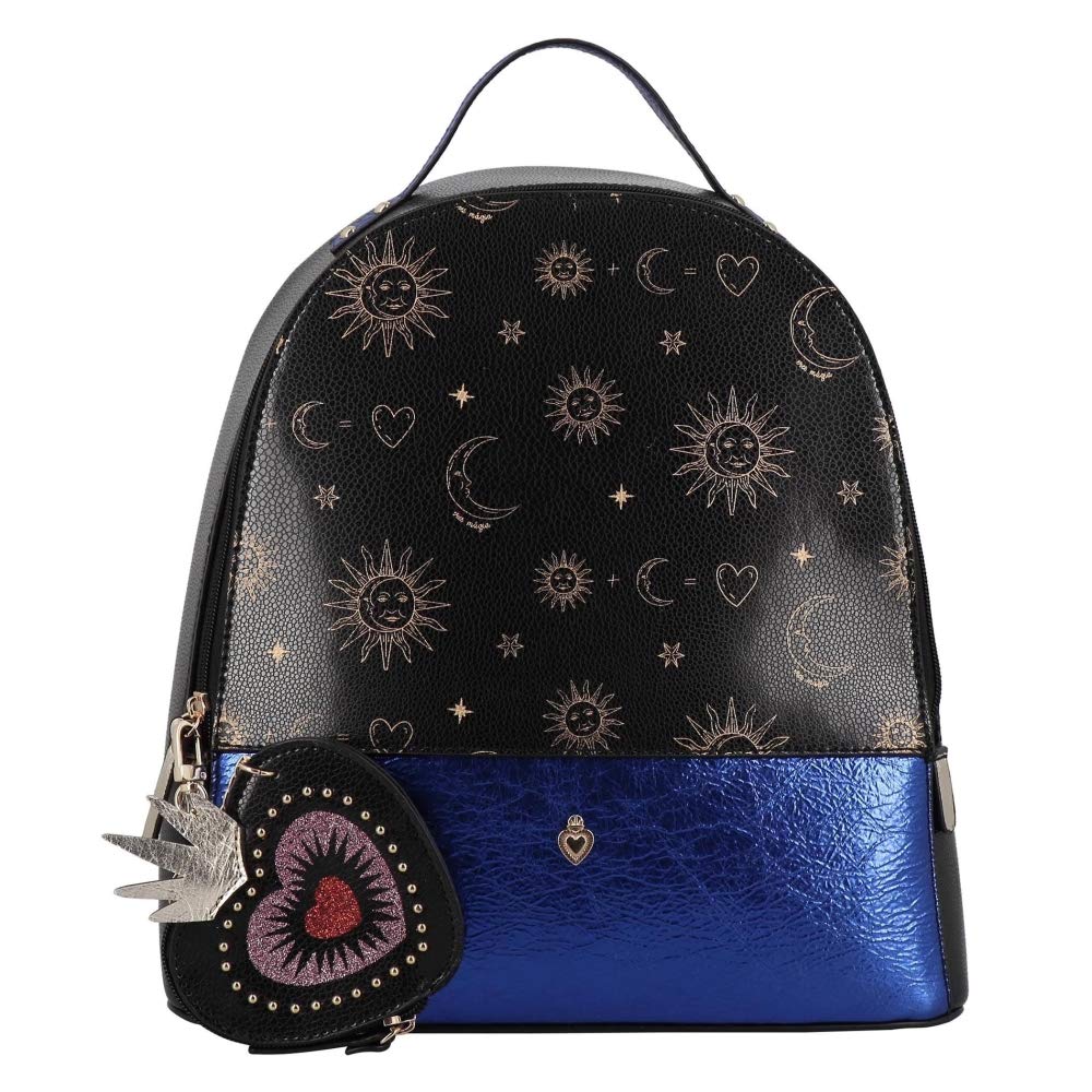 W CAPSULE Backpack for Woman LOTERIA Blue/Multi Faux Leather Mexican Handbag