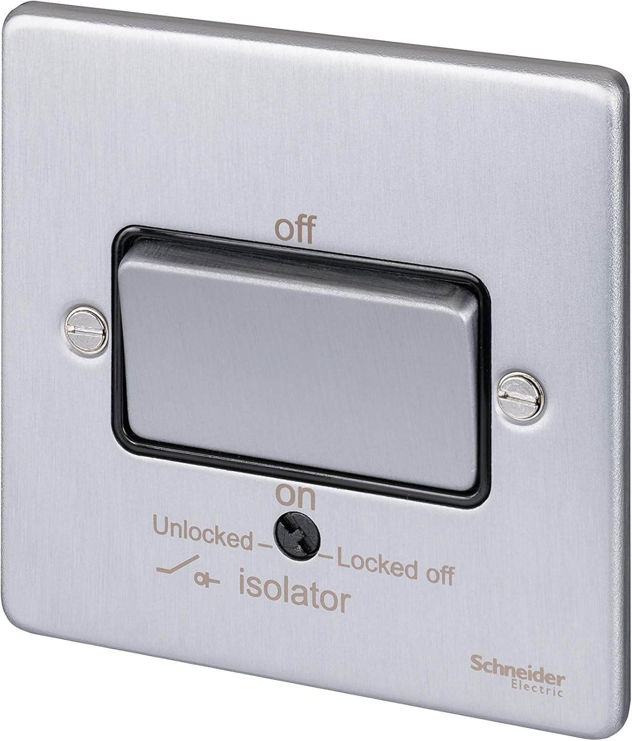 Schneider Electric GU1513BBC Ultimate Low Profile Brushed Chrome Black Insert 1 Gang TP Isolator 10A Plate Switch - Image 3
