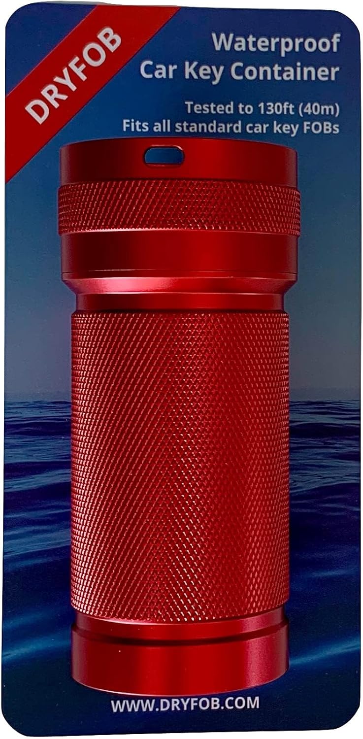 DRYFOB Waterproof PLB or Car Key Container, Case, Holder for Scuba Diving and Watersports, Rugged Aluminum, Rated to 1,200ft (365m)