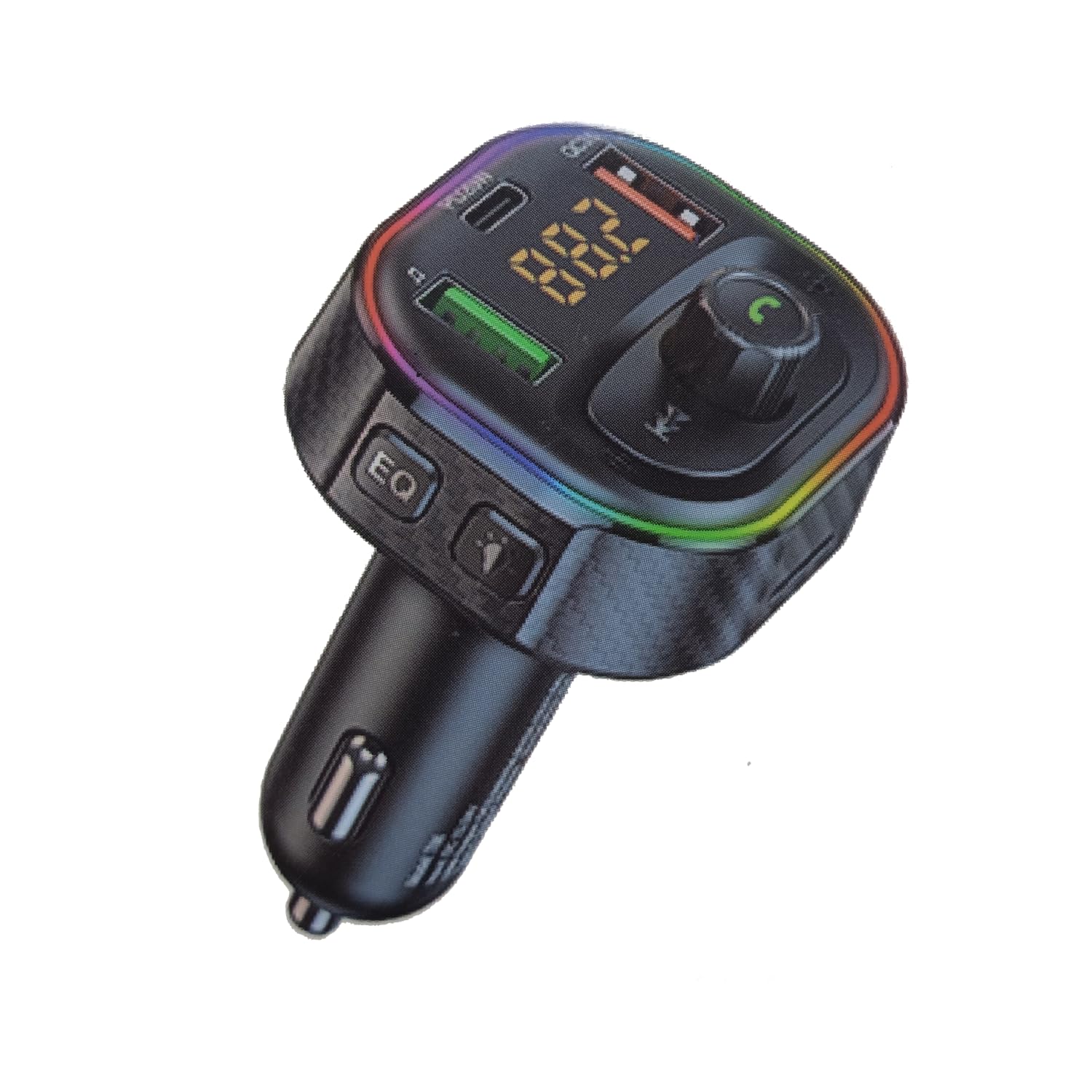 Fm Transmitter Car Adapter, Qc3.0 Fast Charging & Led Backlit Wireless Bluetooth Fm Radio Adapter Music Player/car Kit with Hands-free Calls