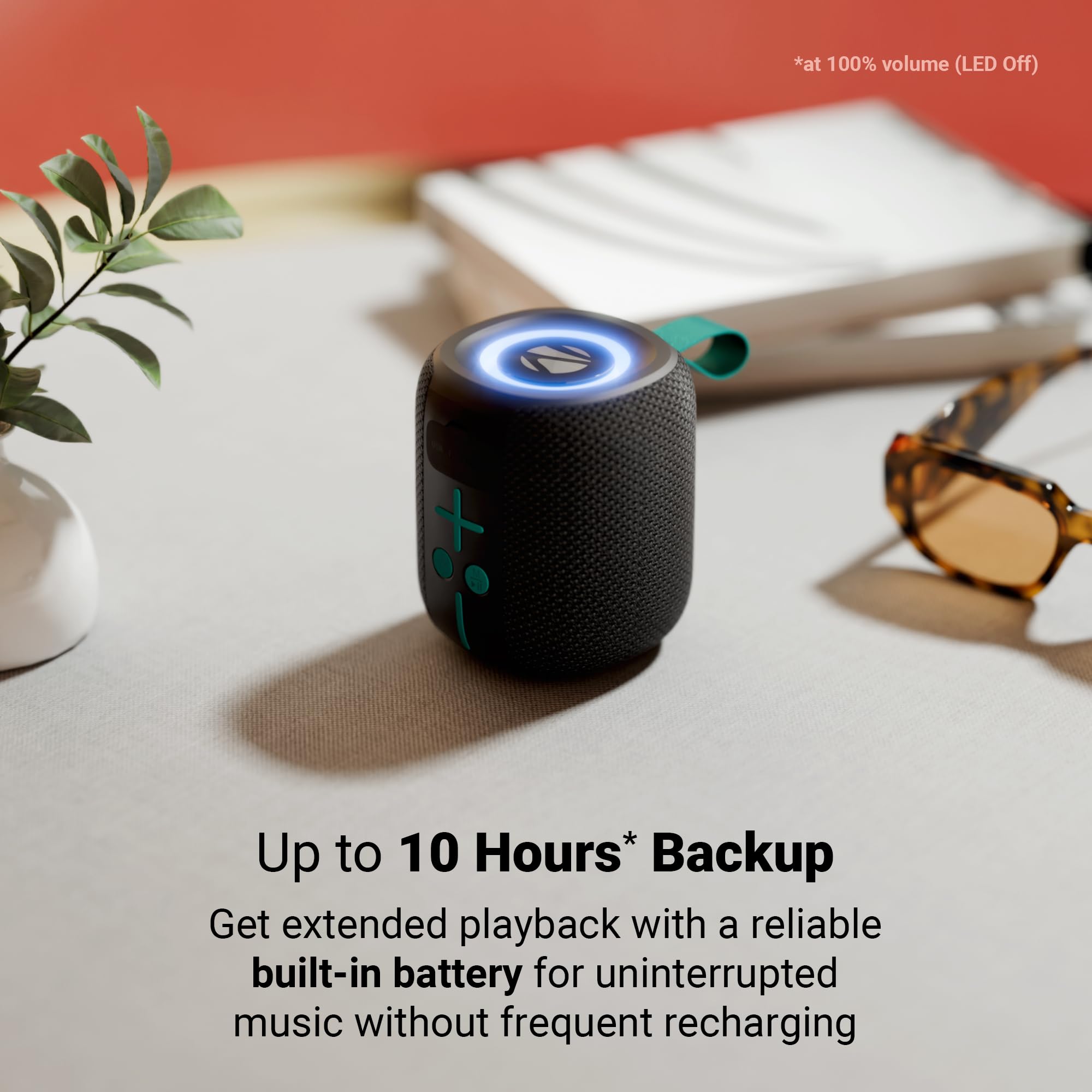 Zebronics 2026 Launch Portable Bluetooth Speaker, 5W RMS, Up to 10Hrs Playback, Passive Radiator, TWS, BT v5.4, USB & mSD, 9 RGB Modes, Splash Proof, Type-C Charging (Sonic POD 15) 1