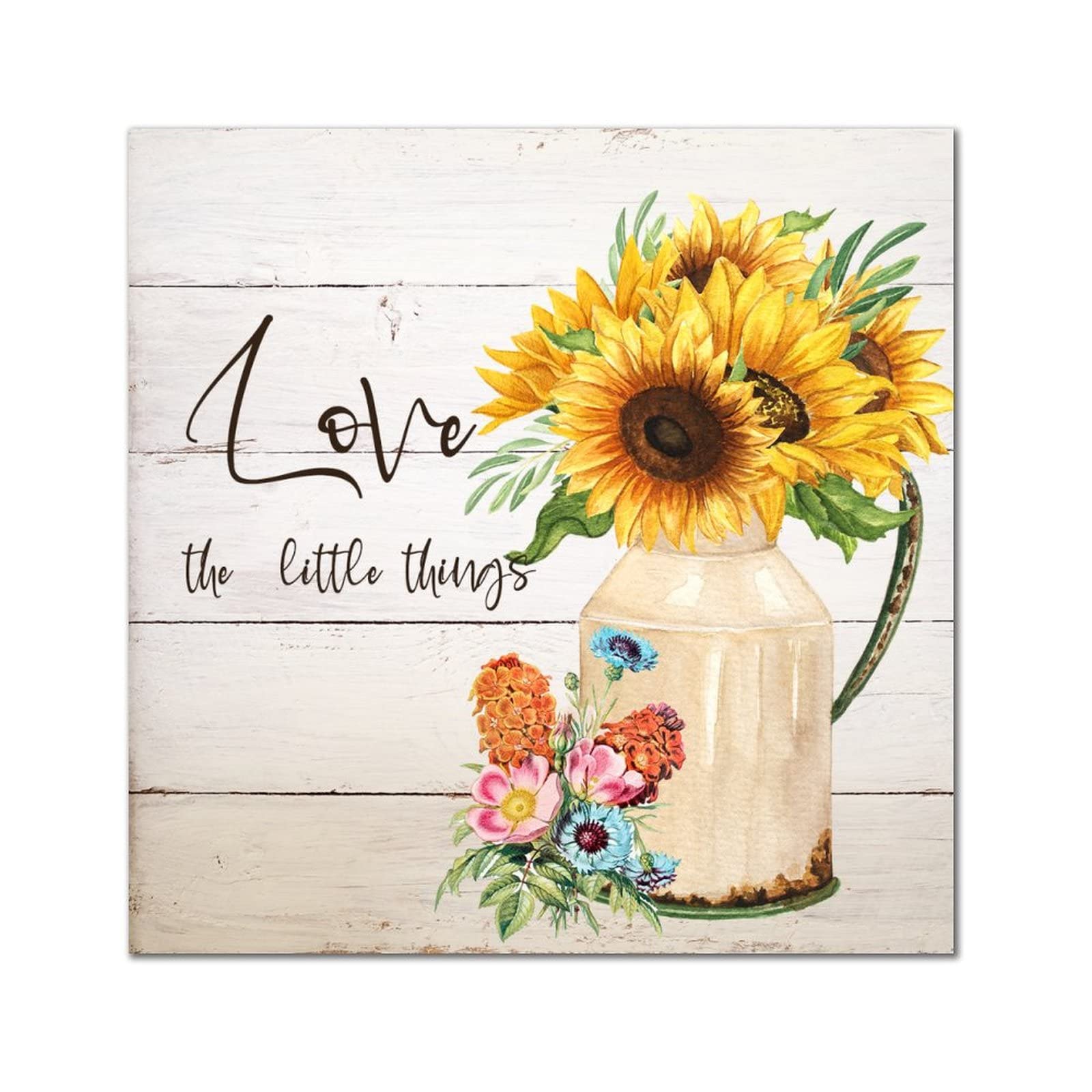 Panneau en bois tournesol 30x30 cm pour décoration murale suspendue