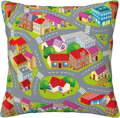 Aimeryup Throw Pillow Covers 12x12 Inch Road and Traffic City Map Decorative Pillow Covers Cushion Covers cojines decorativos para sala Pillow Cases