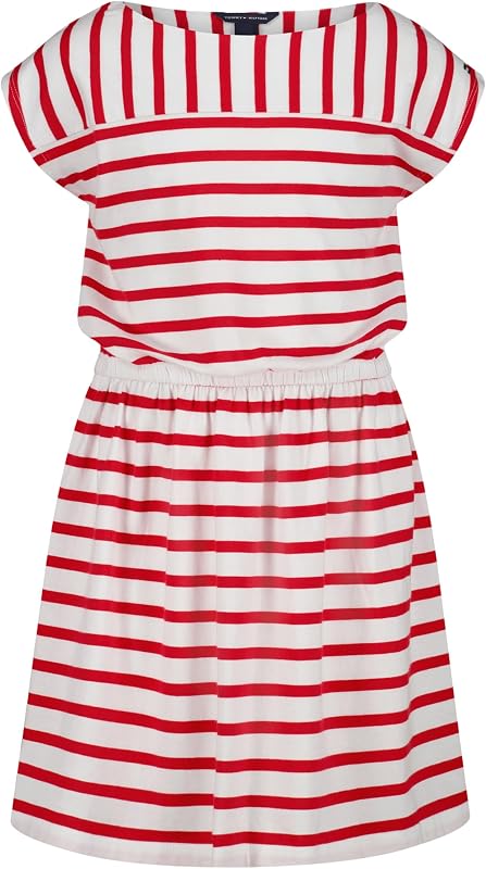 Girls' Short Sleeve Jersey Dress, Relaxed Fit with Cinched Waist