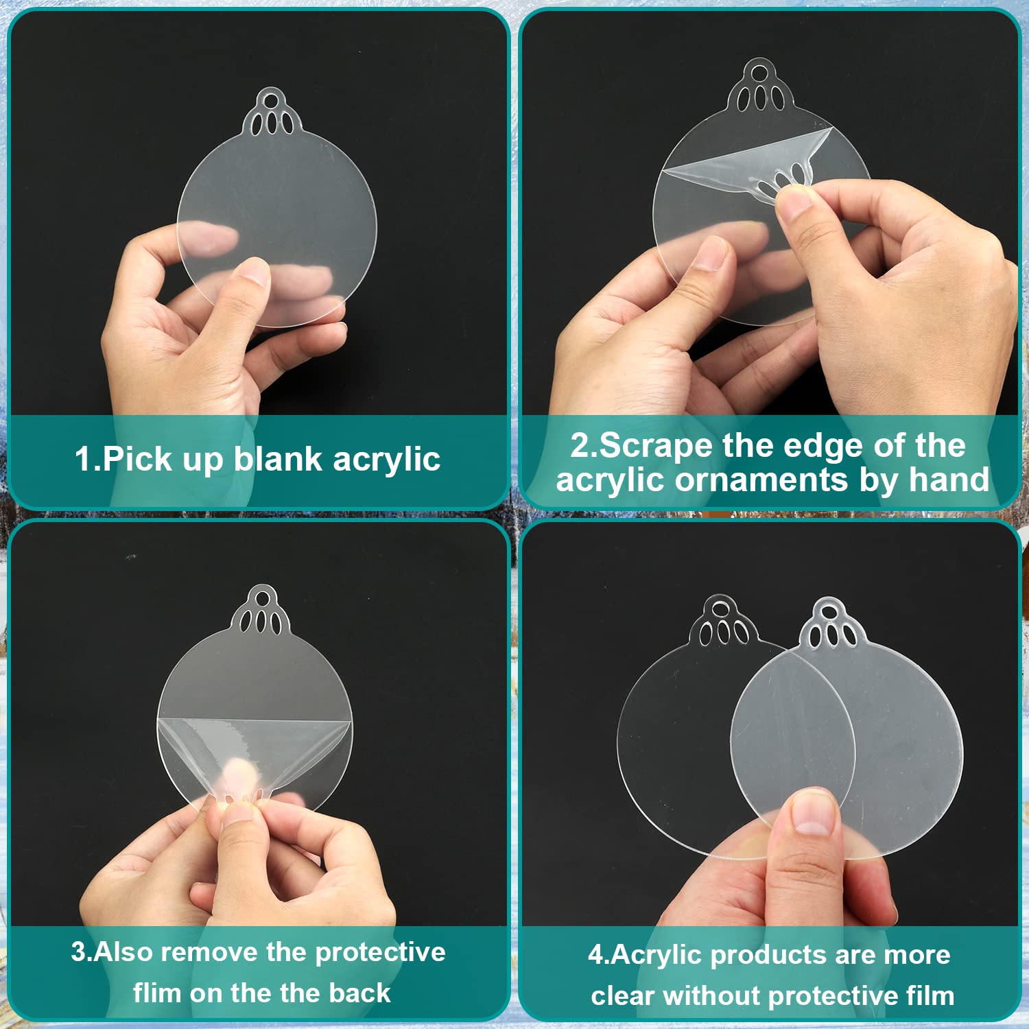 24 Boules De Noël En Acrylique Transparent Avec Ruban - Disques Plats à Décorer Soi-Même Pour Sapin Ou Artisanat